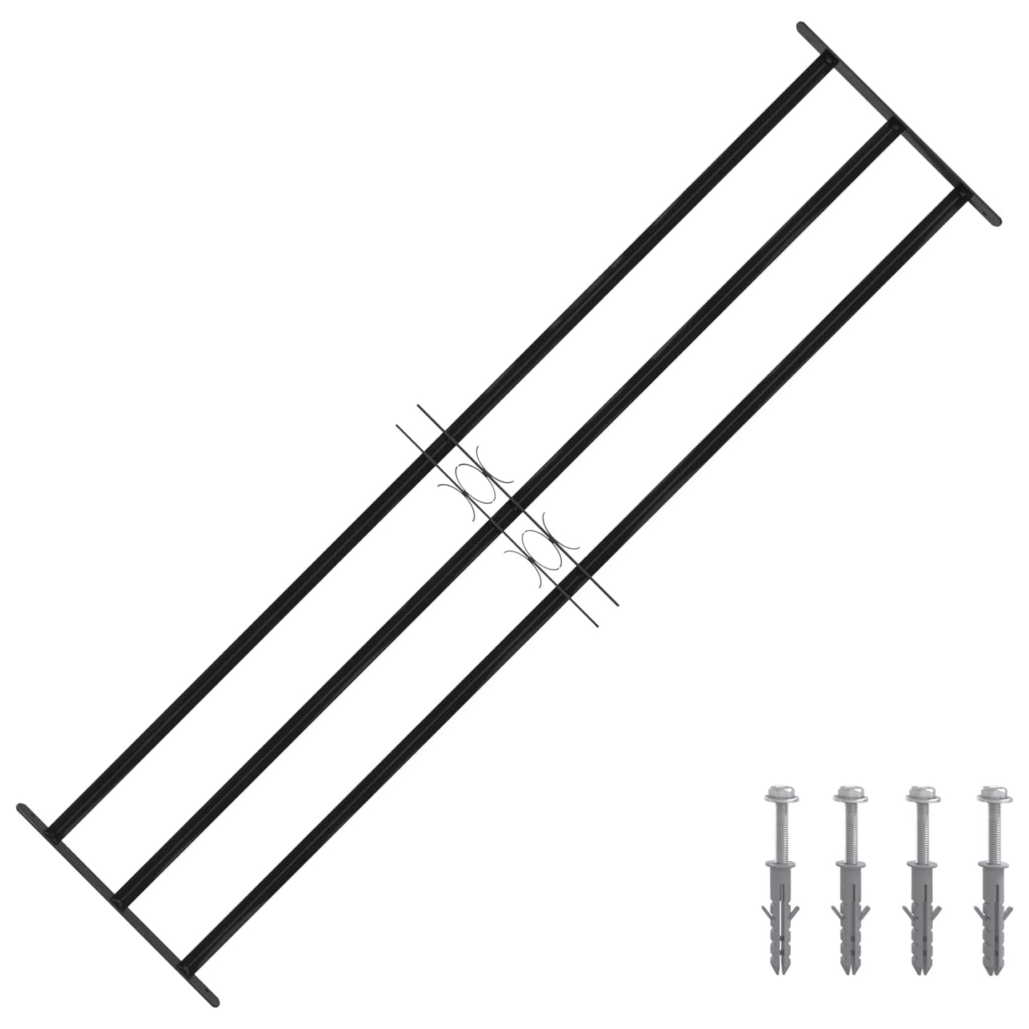 Vinduesgitter 174 x 45 cm Pulverlakeret stål Sort