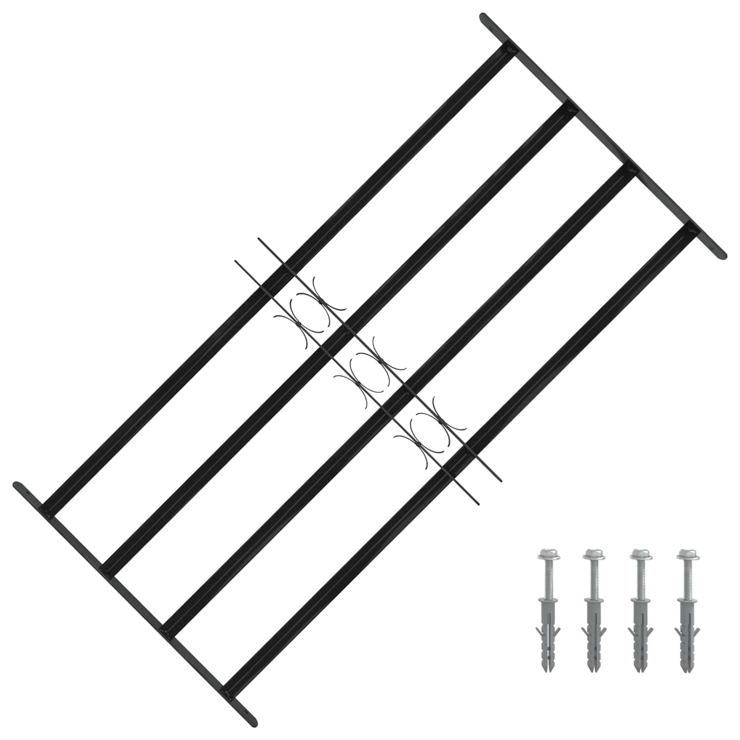 Vinduesgitter 115 x 60 cm Pulverlakeret stål Sort