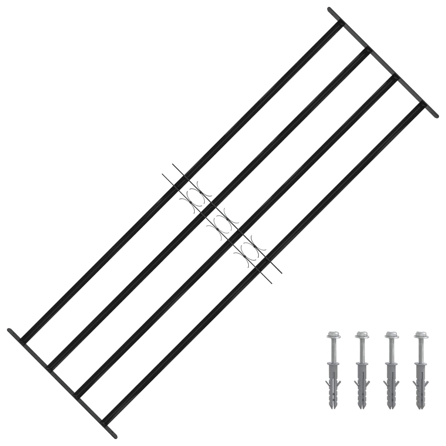 Vinduesgitter 175 x 60 cm Pulverlakeret stål Sort
