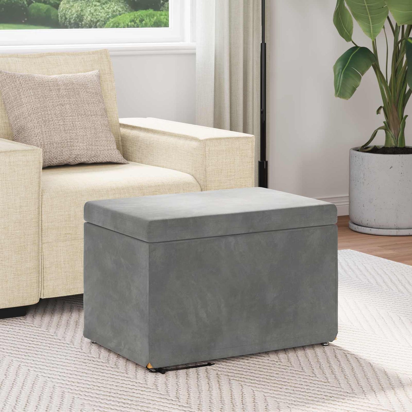 Taburet Mørkegrå 61 x 41 x 40 cm Velour og konstrueret træ