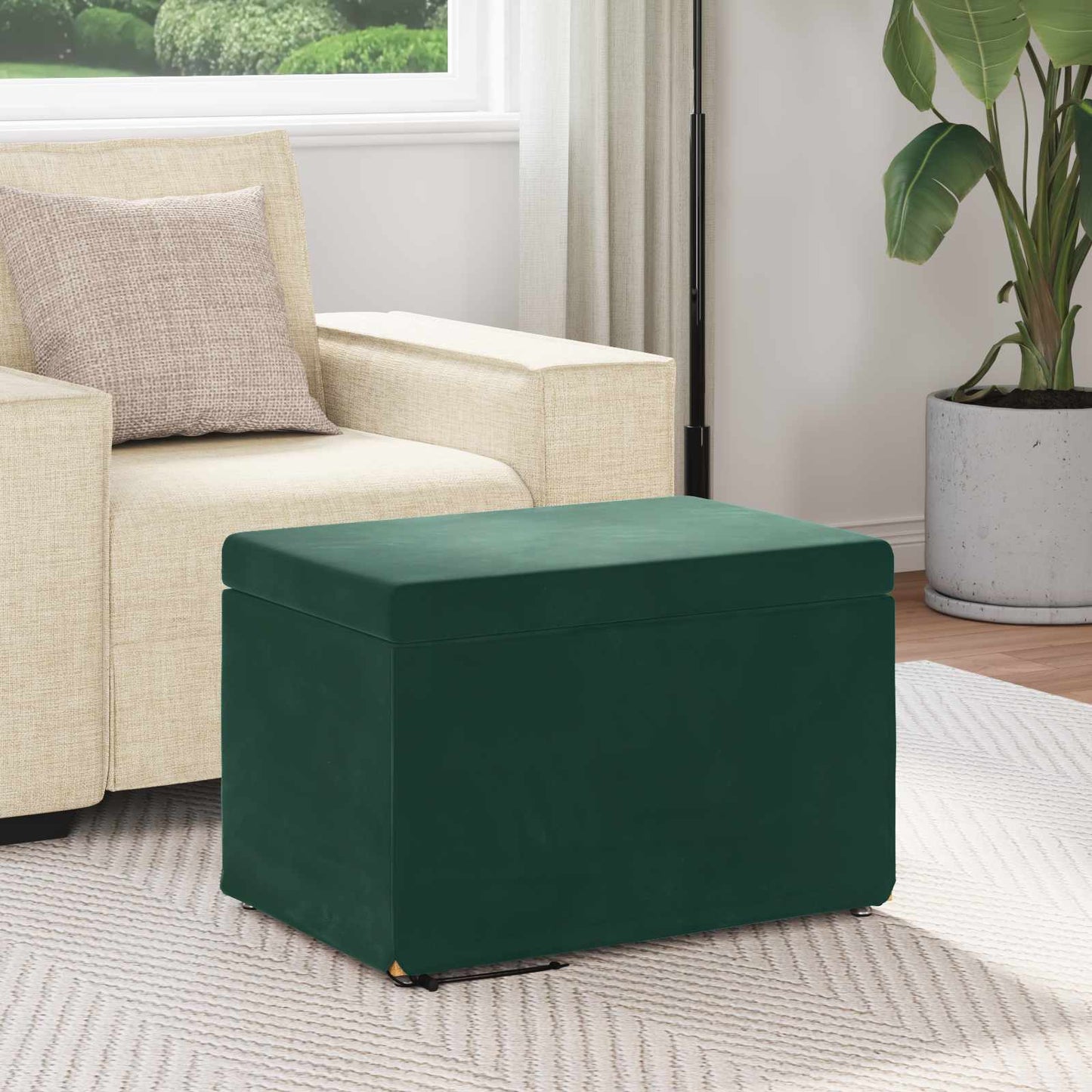 Taburet Mørkegrøn 61 x 41 x 40 cm Velour og konstrueret træ