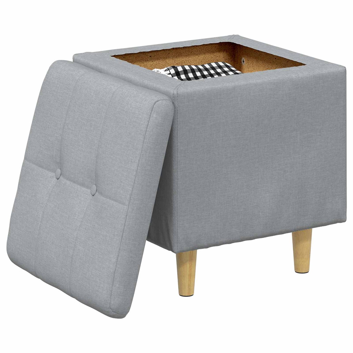 Ottoman med Opbevaring med pude Lysegrå 40 x 40 x 45 cm Stof