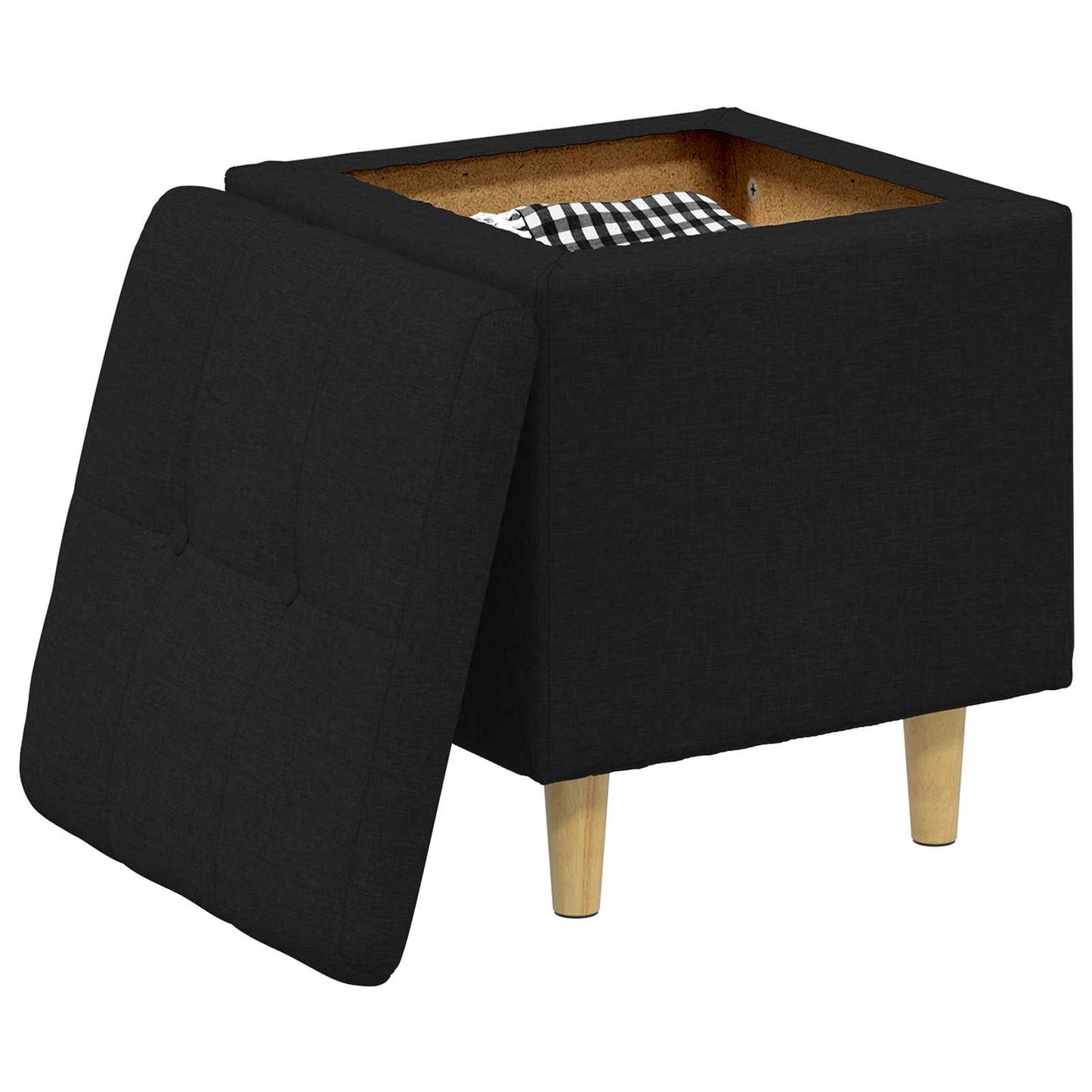 Opbevaringstomane med pude Sort 40 x 40 x 45 cm Stof
