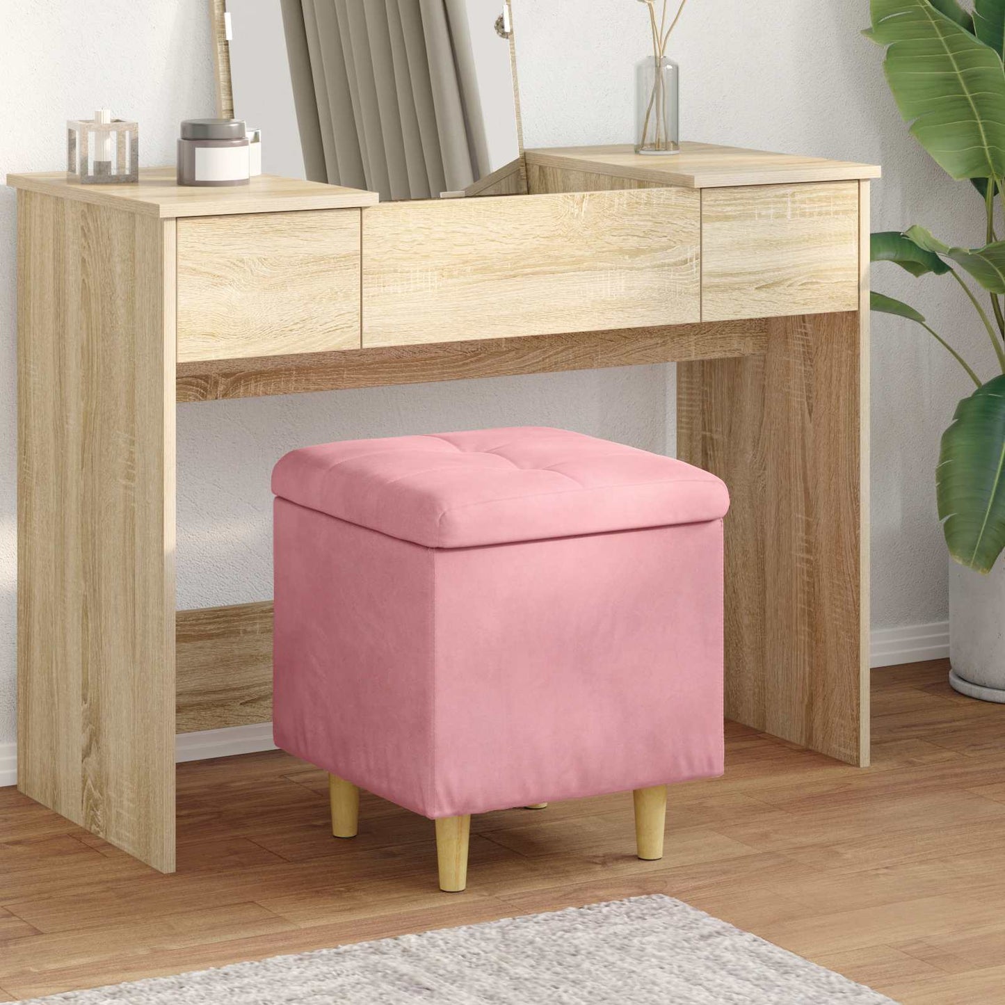 Ottoman med Opbevaring 40 x 40 x 45 cm Fløjl
