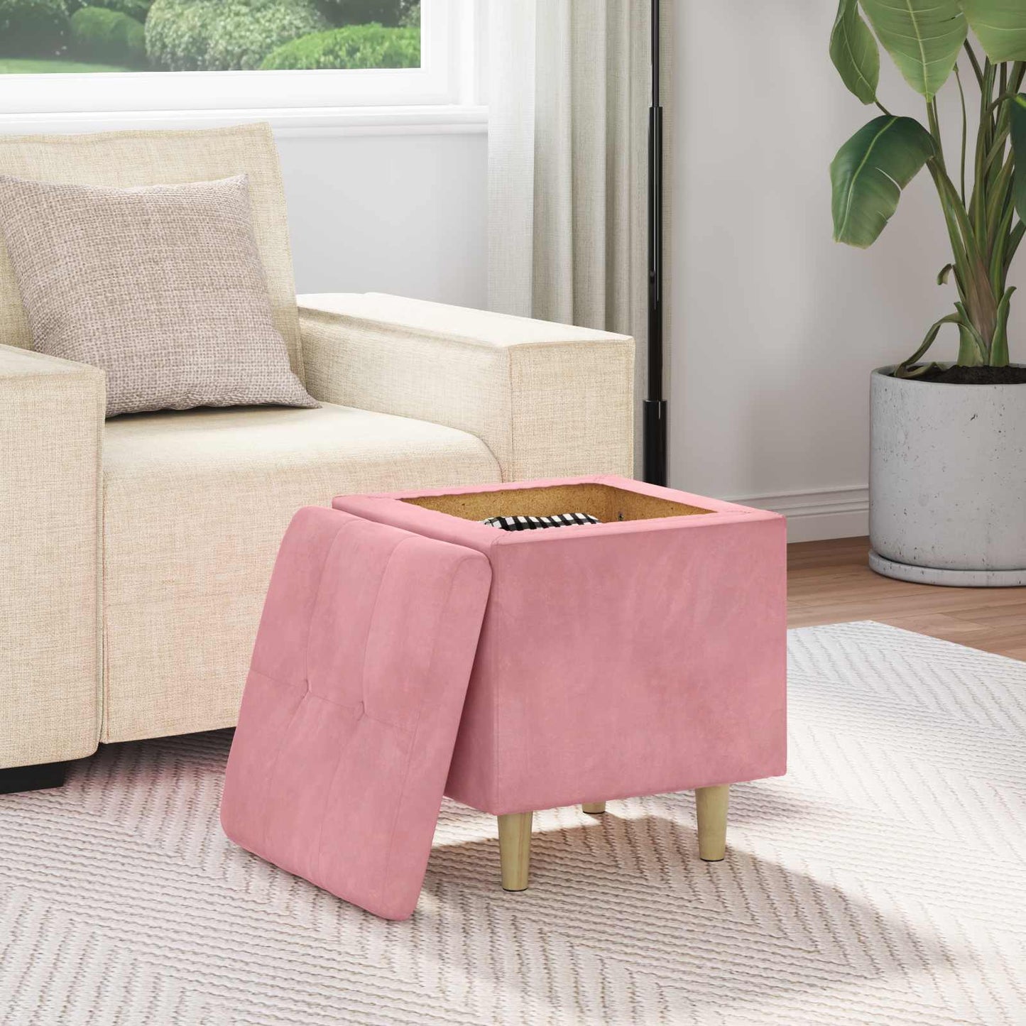 Ottoman med Opbevaring 40 x 40 x 45 cm Fløjl