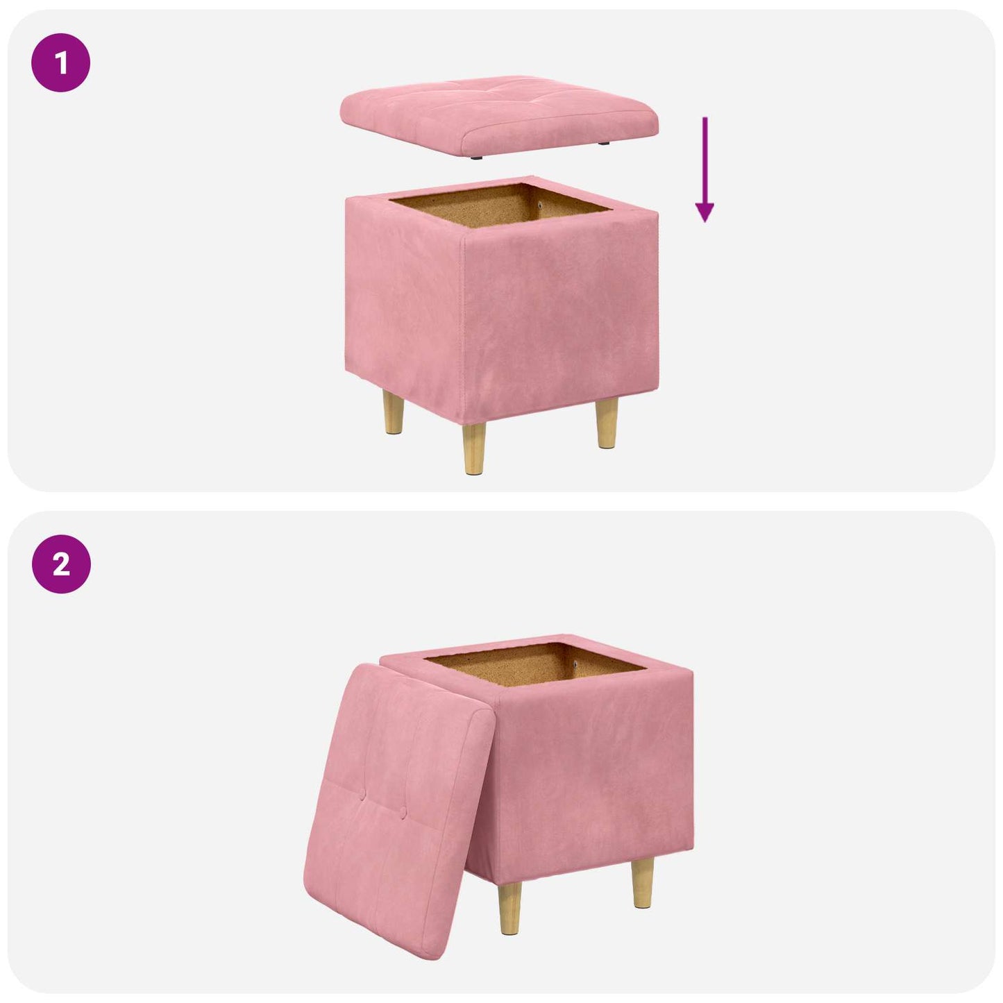 Ottoman med Opbevaring 40 x 40 x 45 cm Fløjl