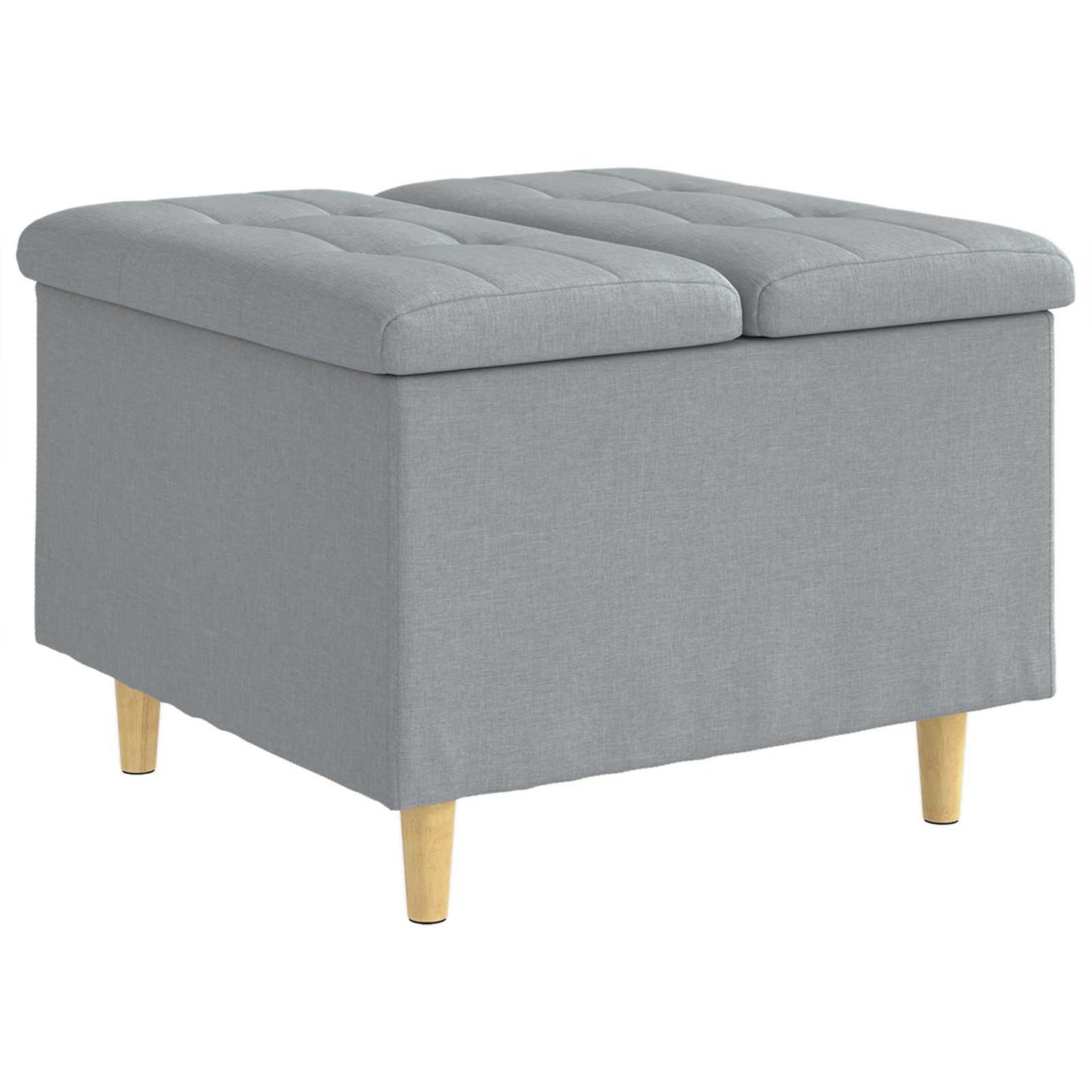 Opbevaringstomane med pude Lysegrå 60 x 60 x 45 cm Stof