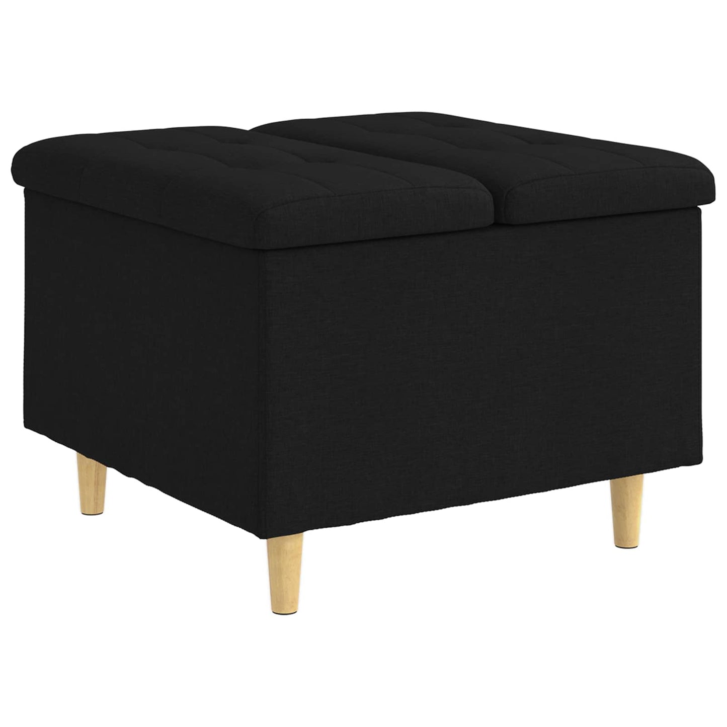 Opbevaringstomane med pude Sort 60 x 60 x 45 cm Stof