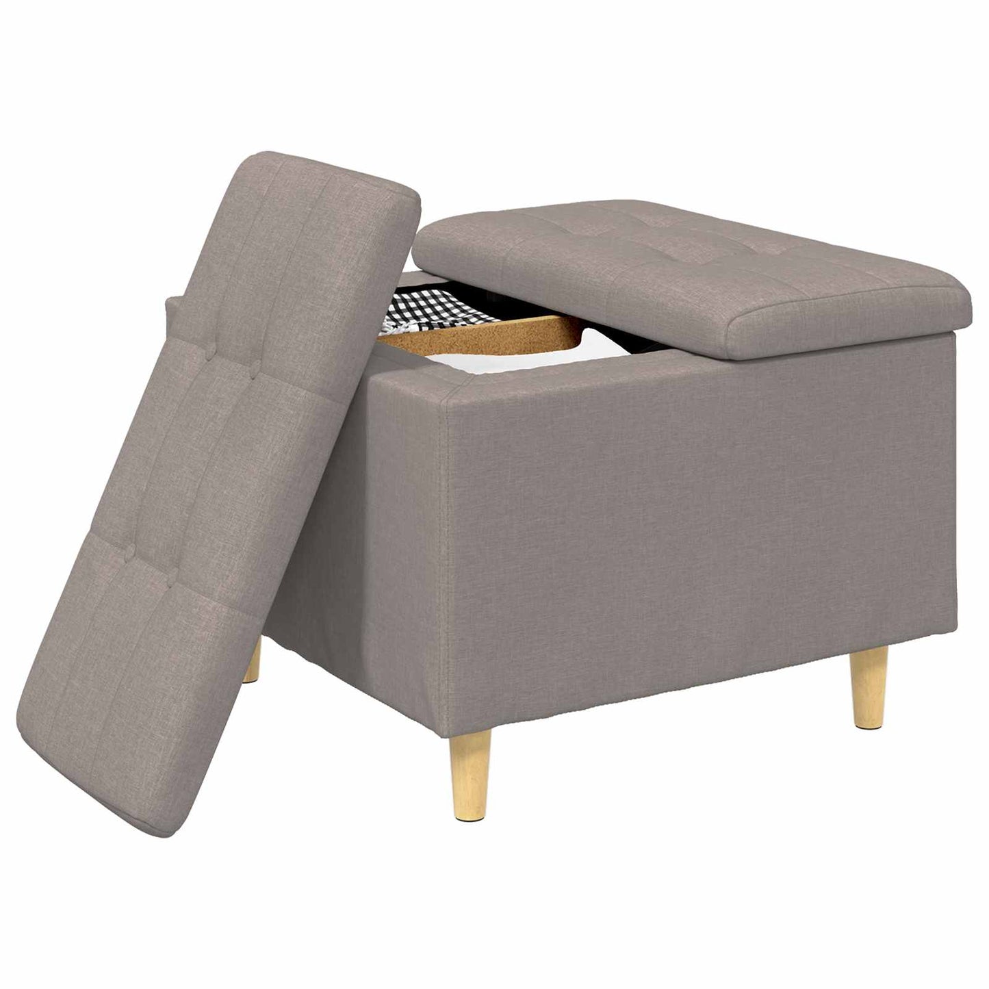 Opbevaringstomane med pude Gråbrun 60 x 60 x 45 cm Stof