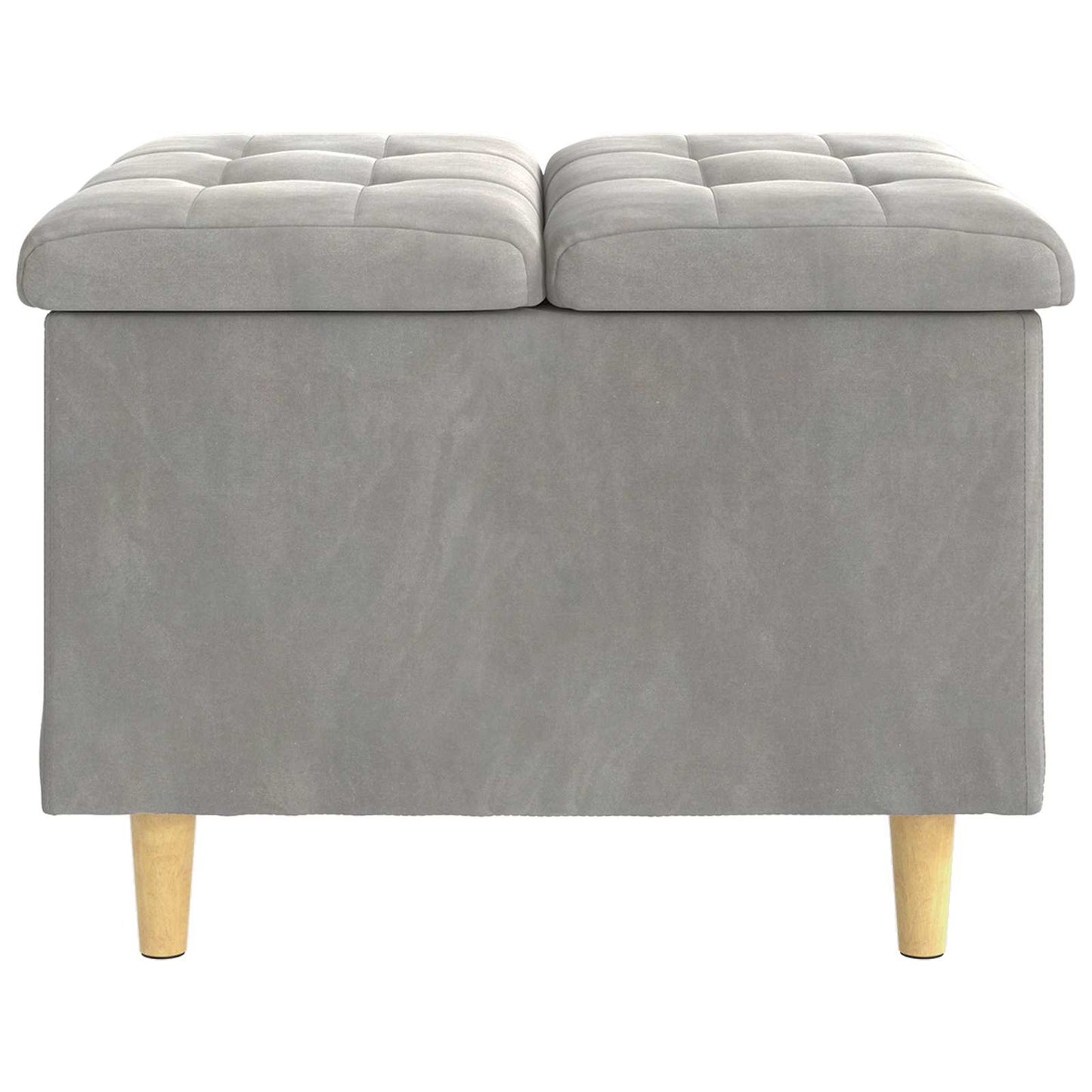 Opbevaringstomane med pude Lysegrå 60 x 60 x 45 cm Fløjl