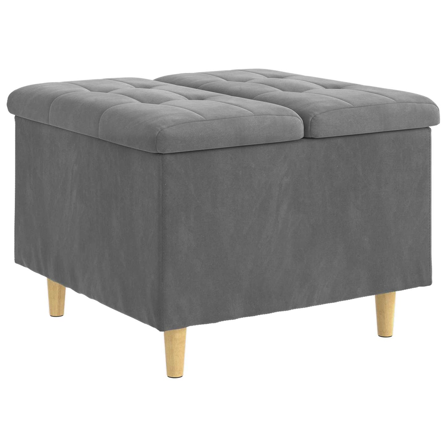 Opbevaringstomane med pude Mørkegrå 60 x 60 x 45 cm Fløjl