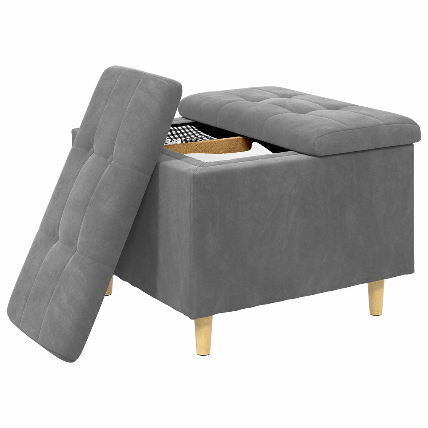 Opbevaringstomane med pude Mørkegrå 60 x 60 x 45 cm Fløjl