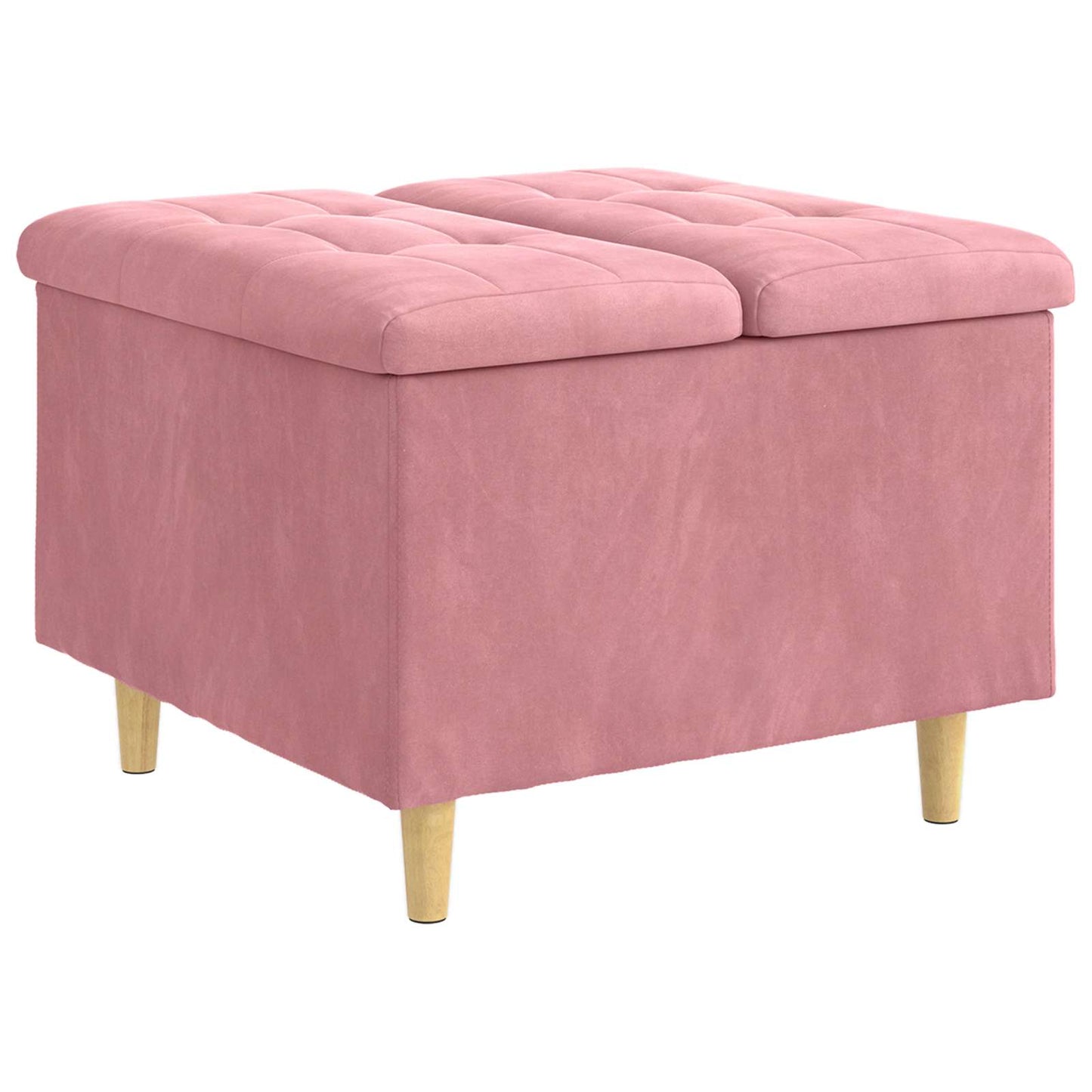 Opbevaringstomane med pude Lyserød 60 x 60 x 45 cm Fløjl