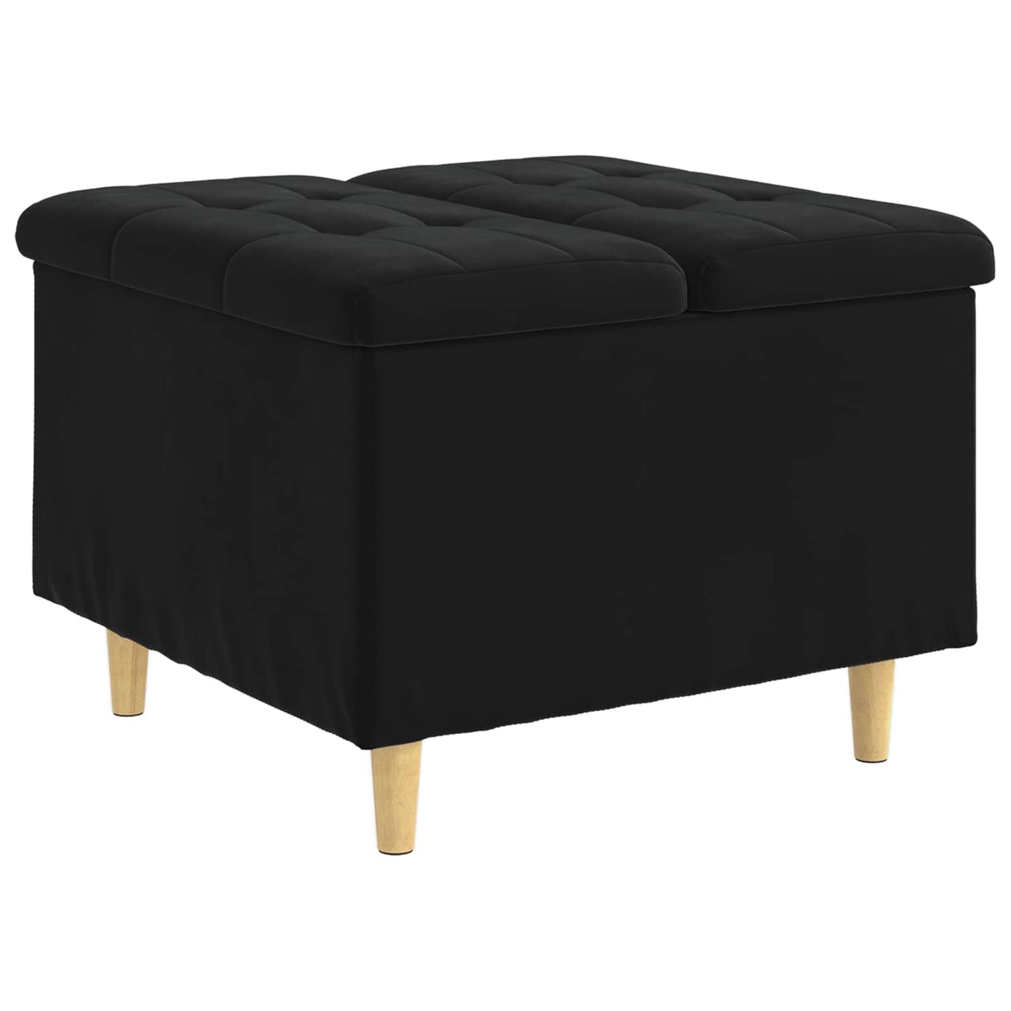 Opbevaringstomane med pude Sort 60 x 60 x 45 cm Fløjl