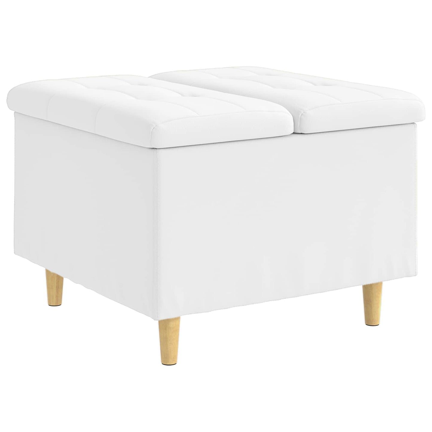 Opbevaringstomane med pude Hvid 60 x 60 x 45 cm Kunstlæder