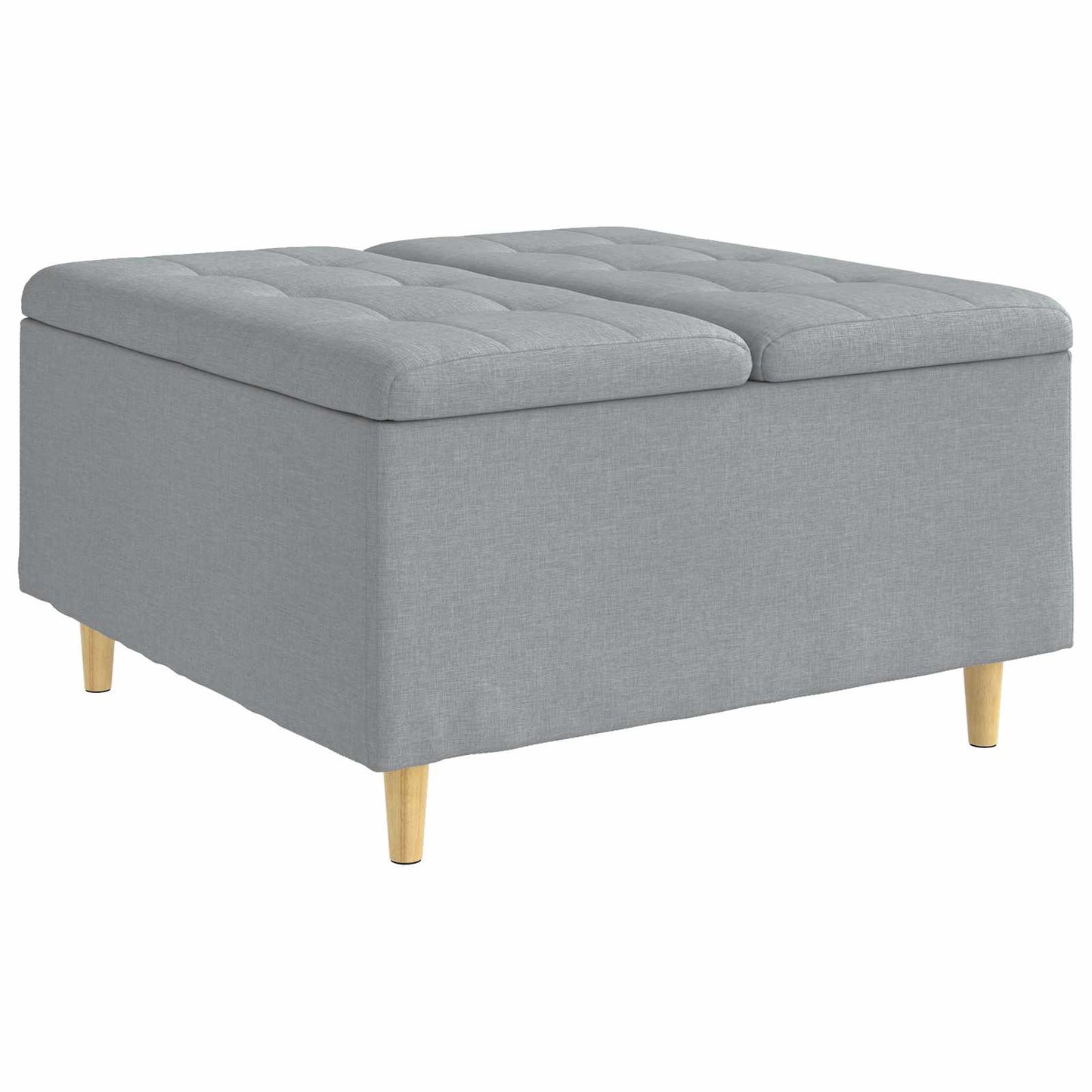 Opbevaringstomane med pude Lysegrå 80 x 80 x 45 cm Stof