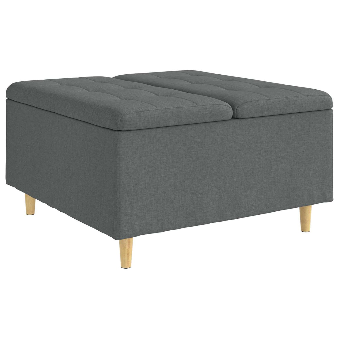 Opbevaringstomane med pude Mørkegrå 80 x 80 x 45 cm Stof