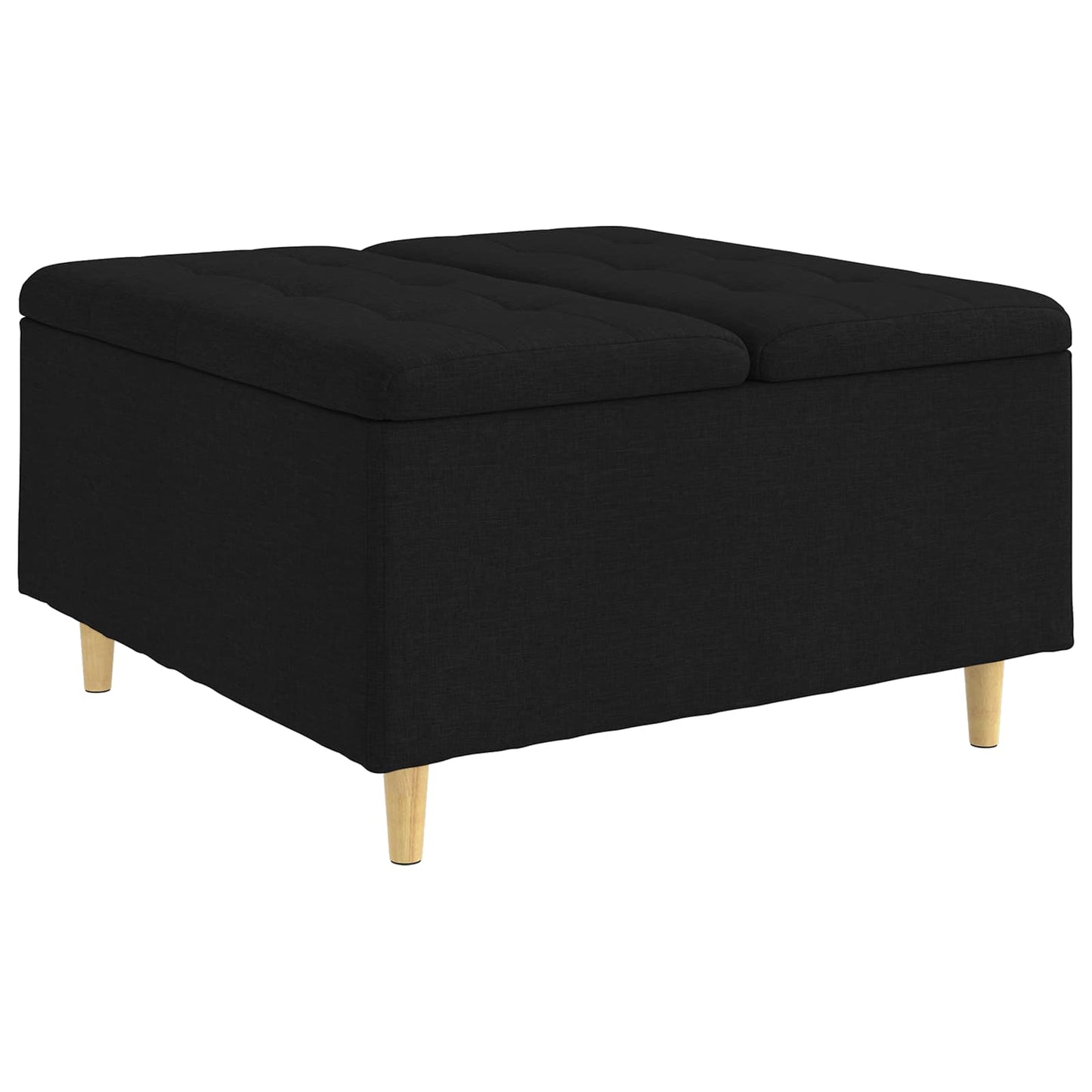 Opbevaringstomane med pude Sort 80 x 80 x 45 cm Stof