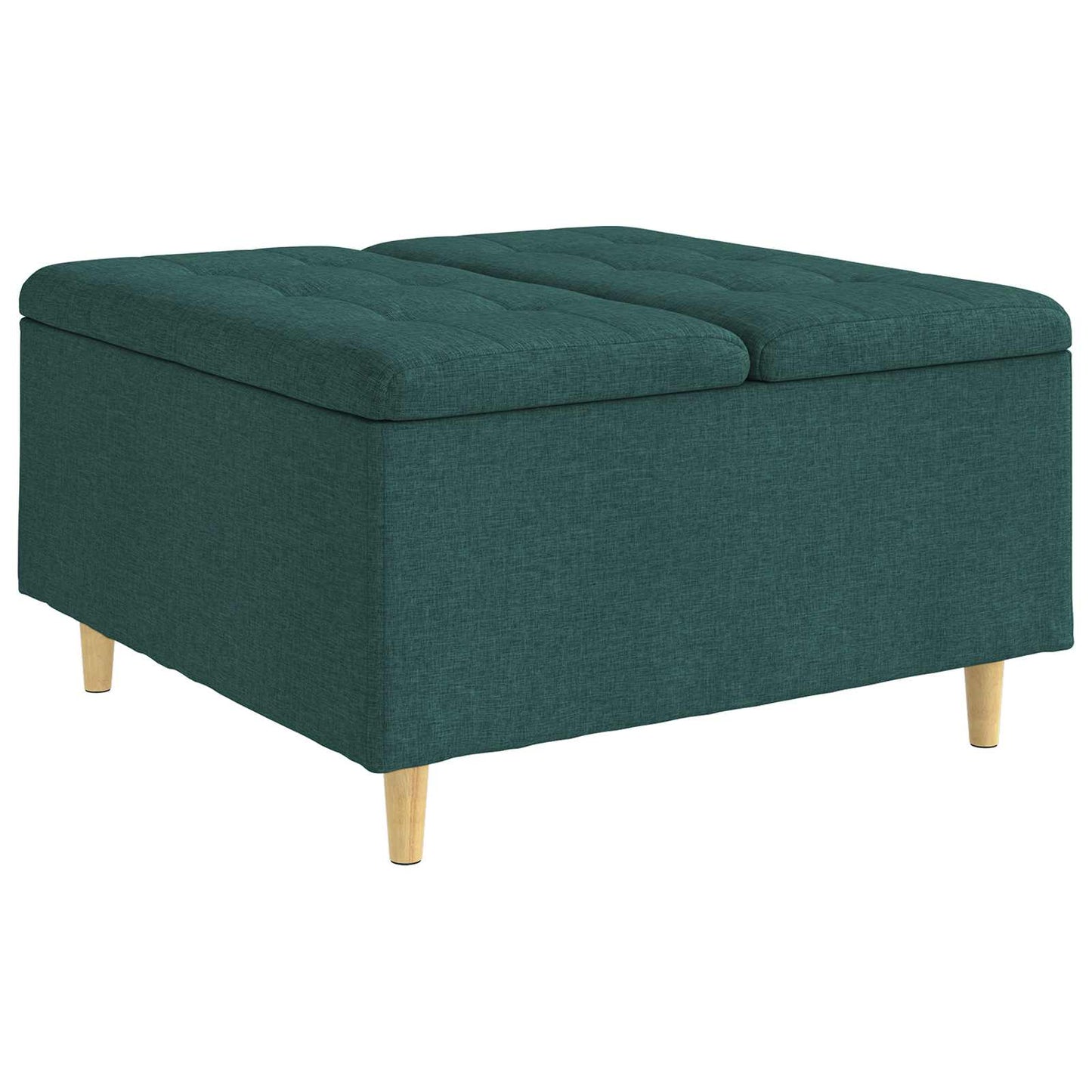Opbevaringstomane med pude Mørkegrøn 80 x 80 x 45 cm Stof