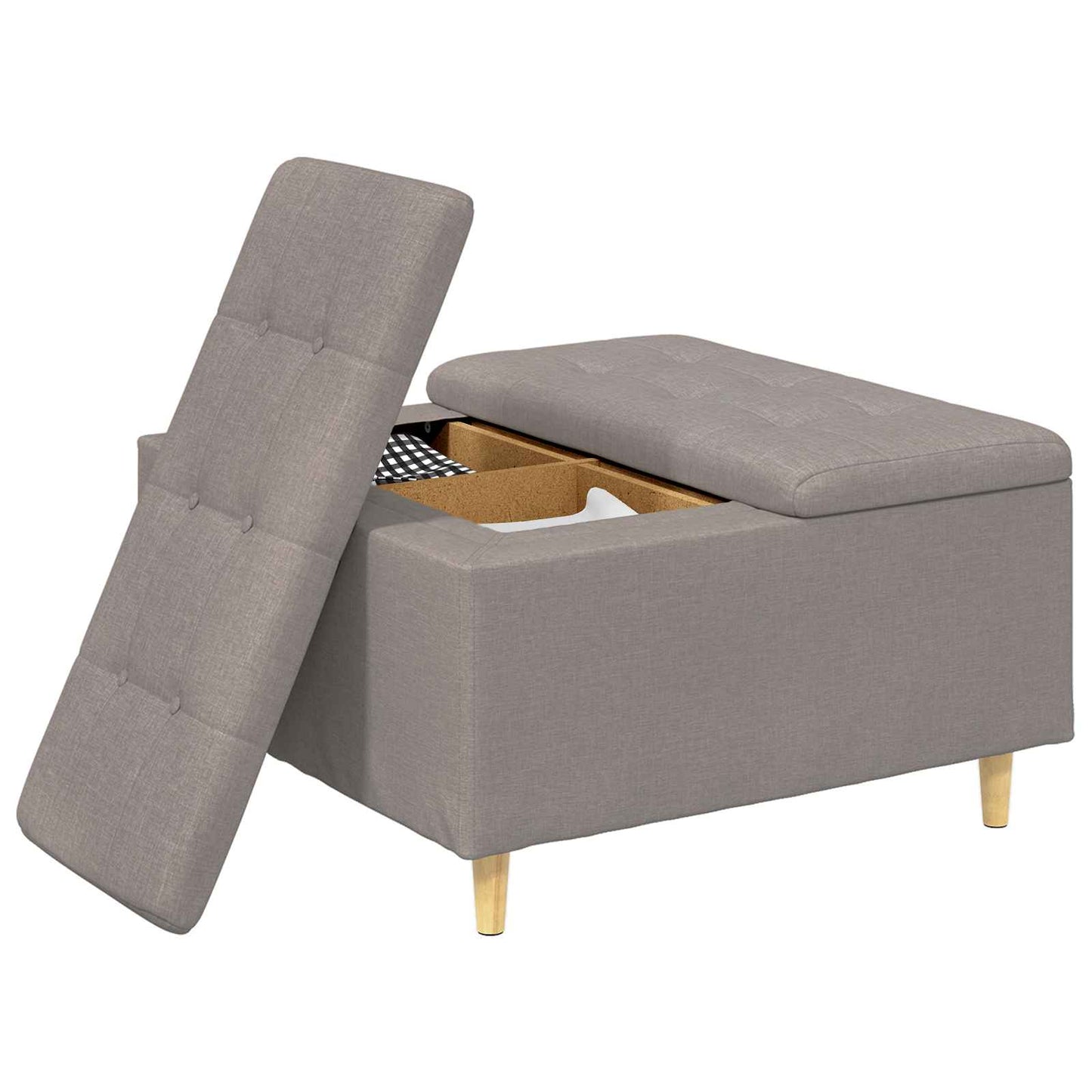 Opbevaringstomane med pude Gråbrun 80 x 80 x 45 cm Stof