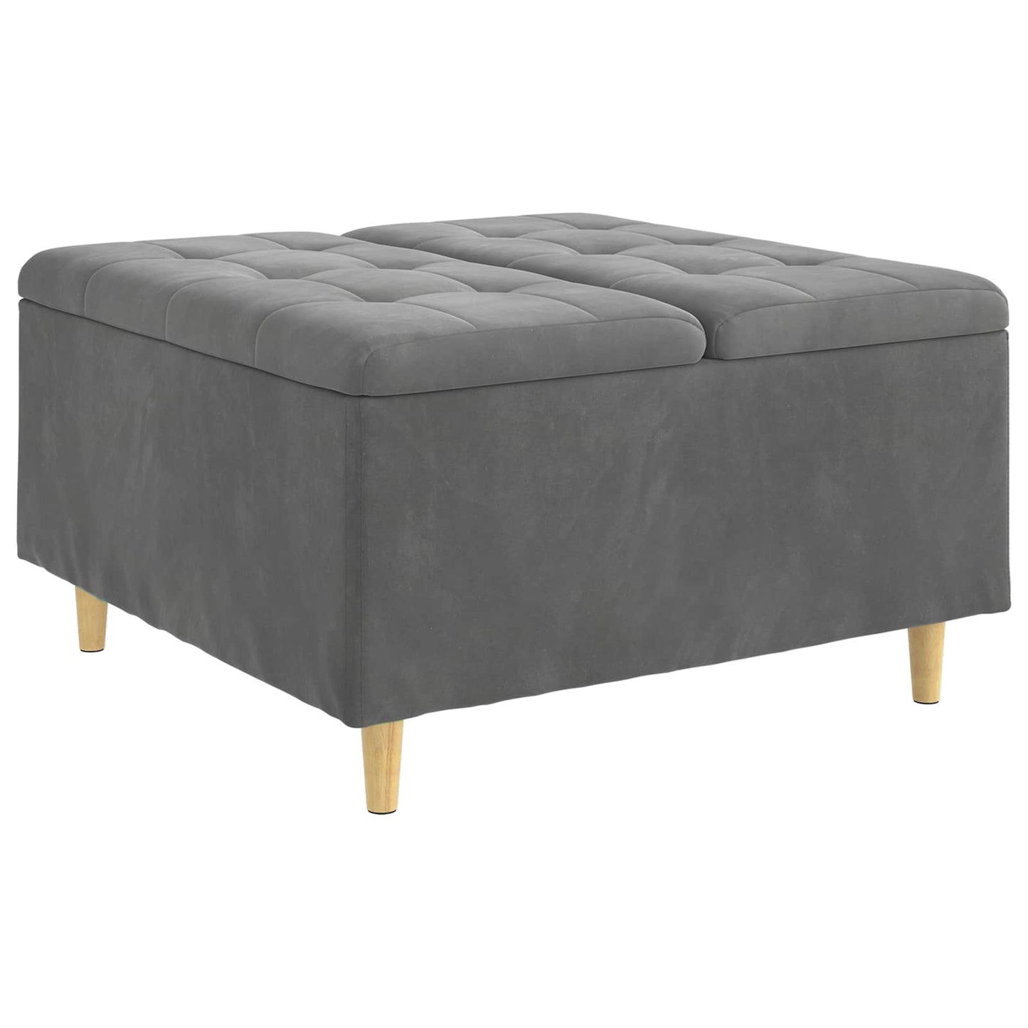 Opbevaringstomane med pude Mørkegrå 80 x 80 x 45 cm Fløjl