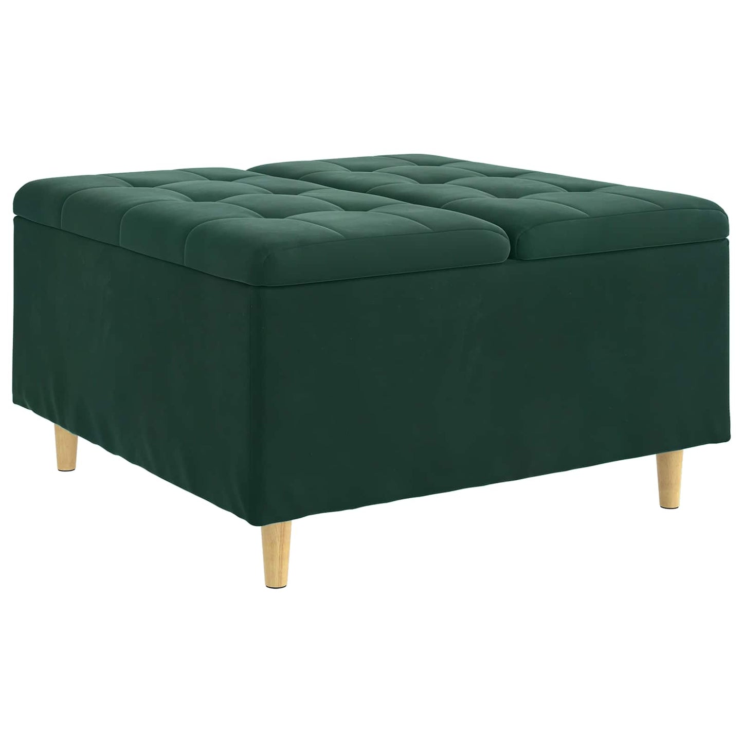 Opbevaringstomane med pude Mørkegrøn 80 x 80 x 45 cm Fløjl