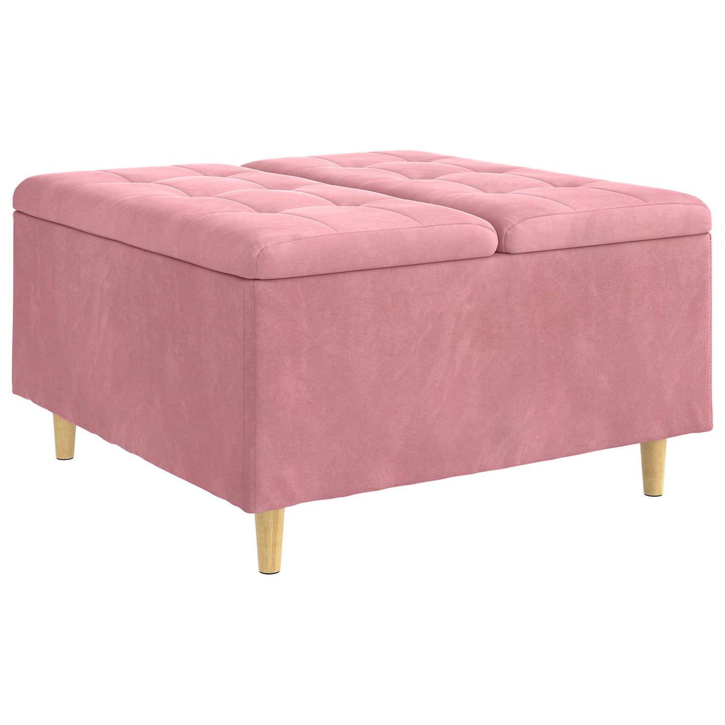 Opbevaringstomane med pude Lyserød 80 x 80 x 45 cm Fløjl