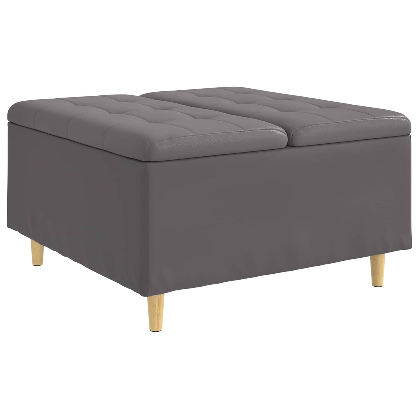 Opbevaringstomane med pude Grå 80 x 80 x 45 cm Kunstlæder