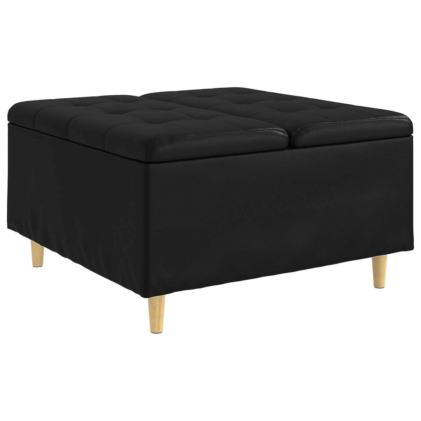 Opbevaringstomane med pude Sort 80 x 80 x 45 cm Kunstlæder
