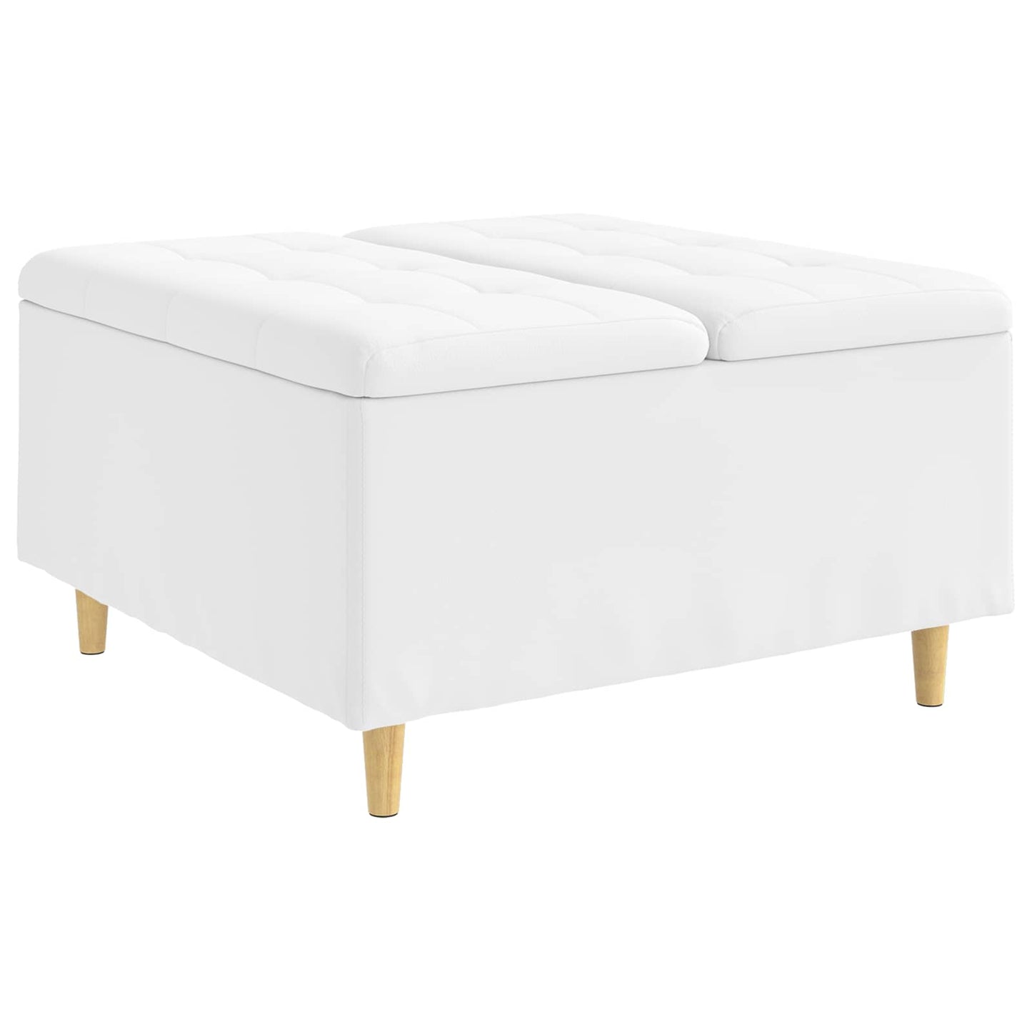 Opbevaringstomane med pude Hvid 80 x 80 x 45 cm Kunstlæder