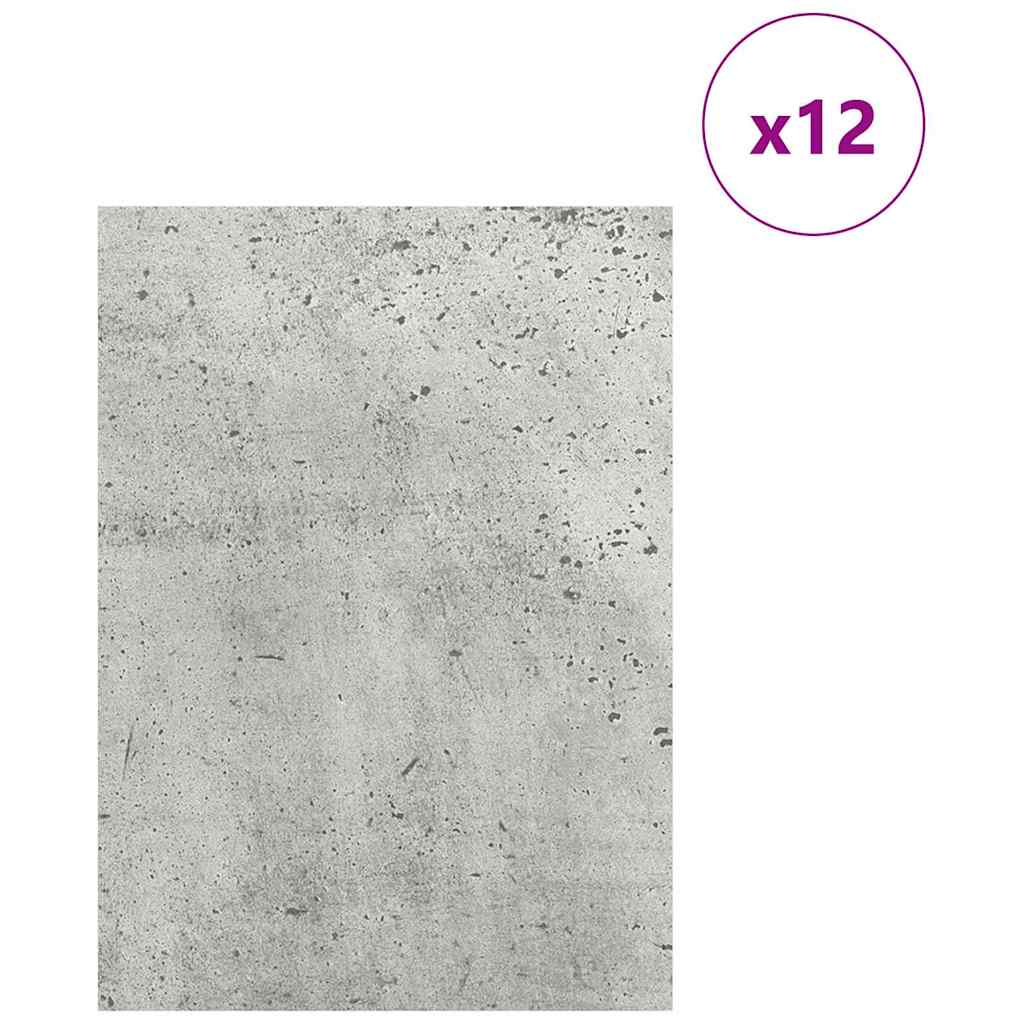 Dekor Panels 12 pcs Beton Grå 15 x 21 x 0.27 cm Konstrueret træ