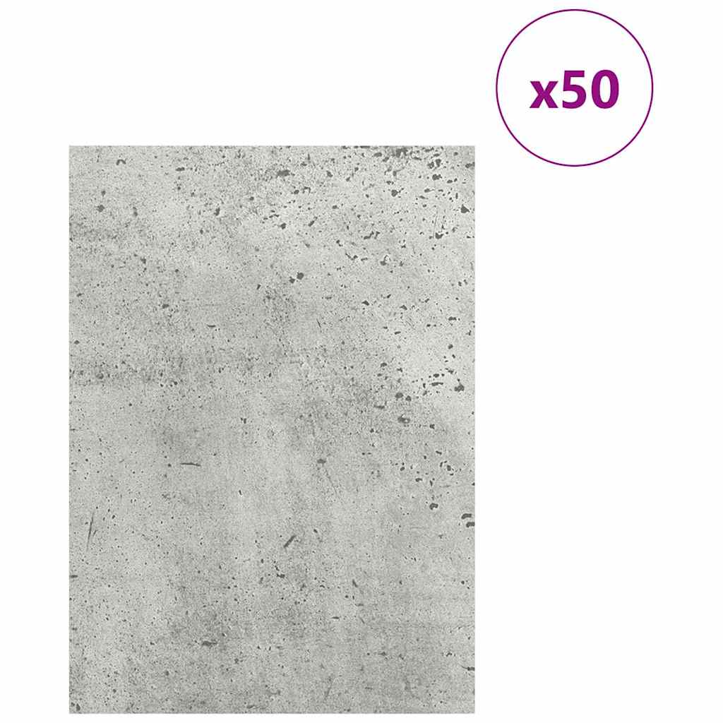 Dekor Panels 50 pcs Beton Grå 15 x 21 x 0.27 cm Konstrueret træ