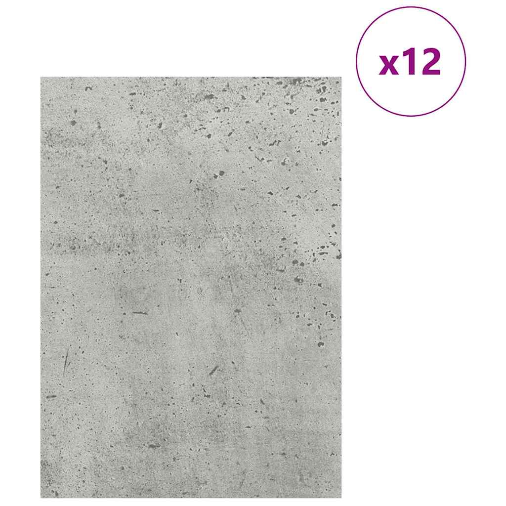 Dekor Panels 12 pcs Beton Grå 30 x 42 x 0.27 cm Konstrueret træ