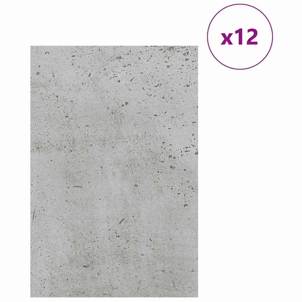 Dekor Panels 12 pcs Beton Grå 40 x 60 x 0,27 cm Konstrueret træ