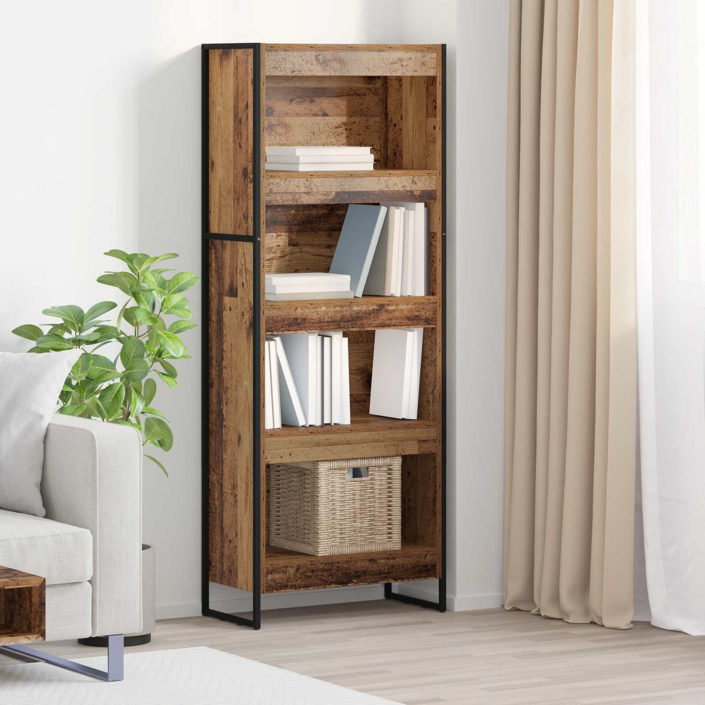 Bogskab Gammelt træ 60 x 30 x 155 cm Konstrueret træ