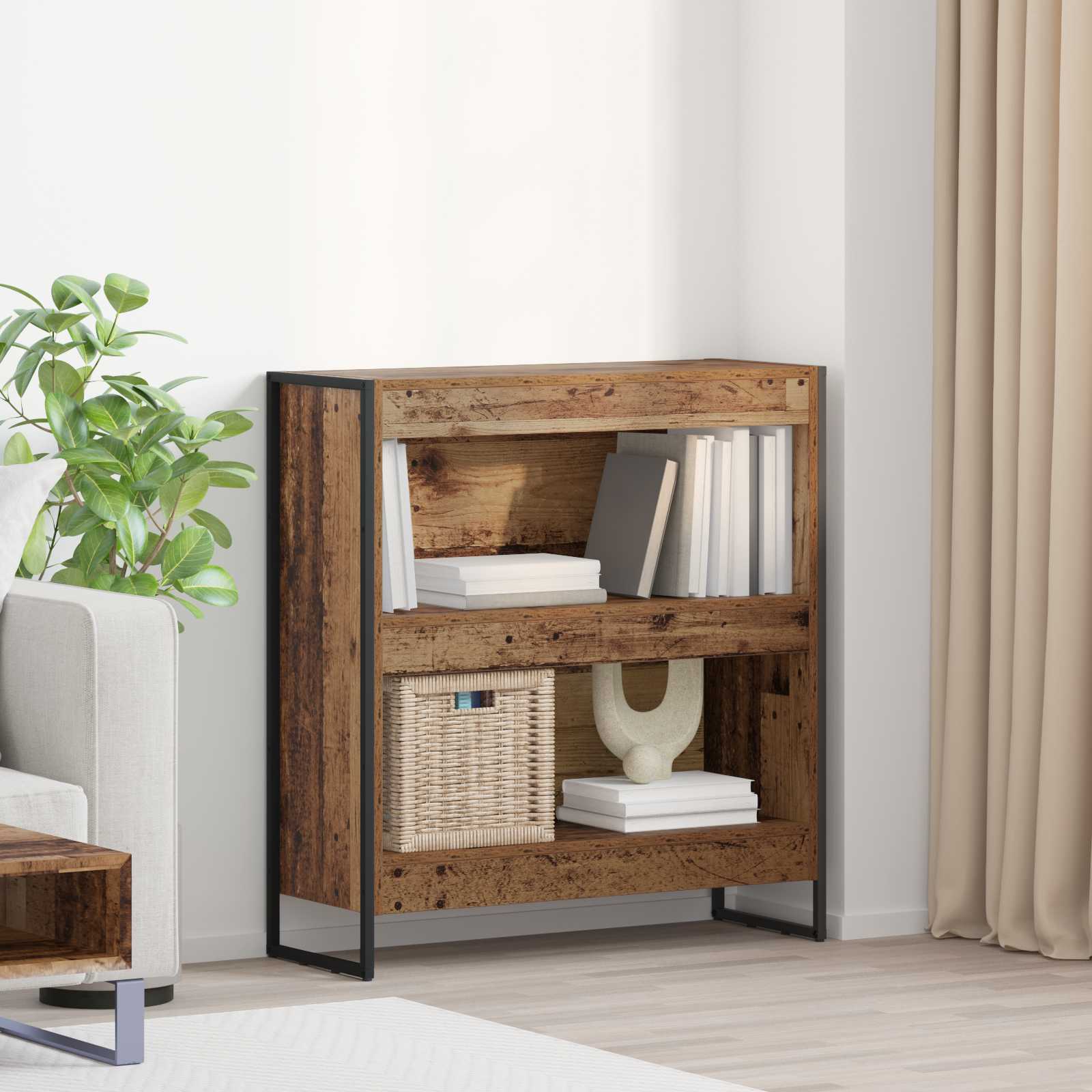Bogskab 80 x 30 x 86,5 cm Konstrueret træ Gammelt træ billede