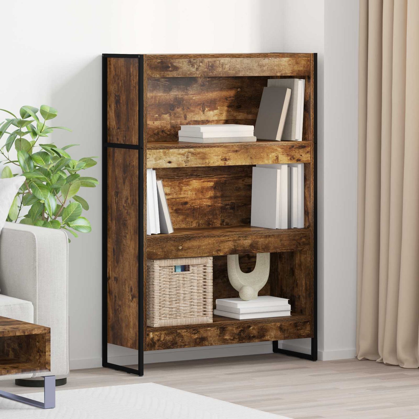 Bogskab Røget Eg 80 x 30 x 121 cm Konstrueret træ