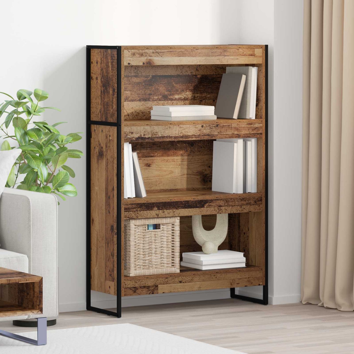 Bogskab Gammelt træ 80 x 30 x 121 cm Konstrueret træ