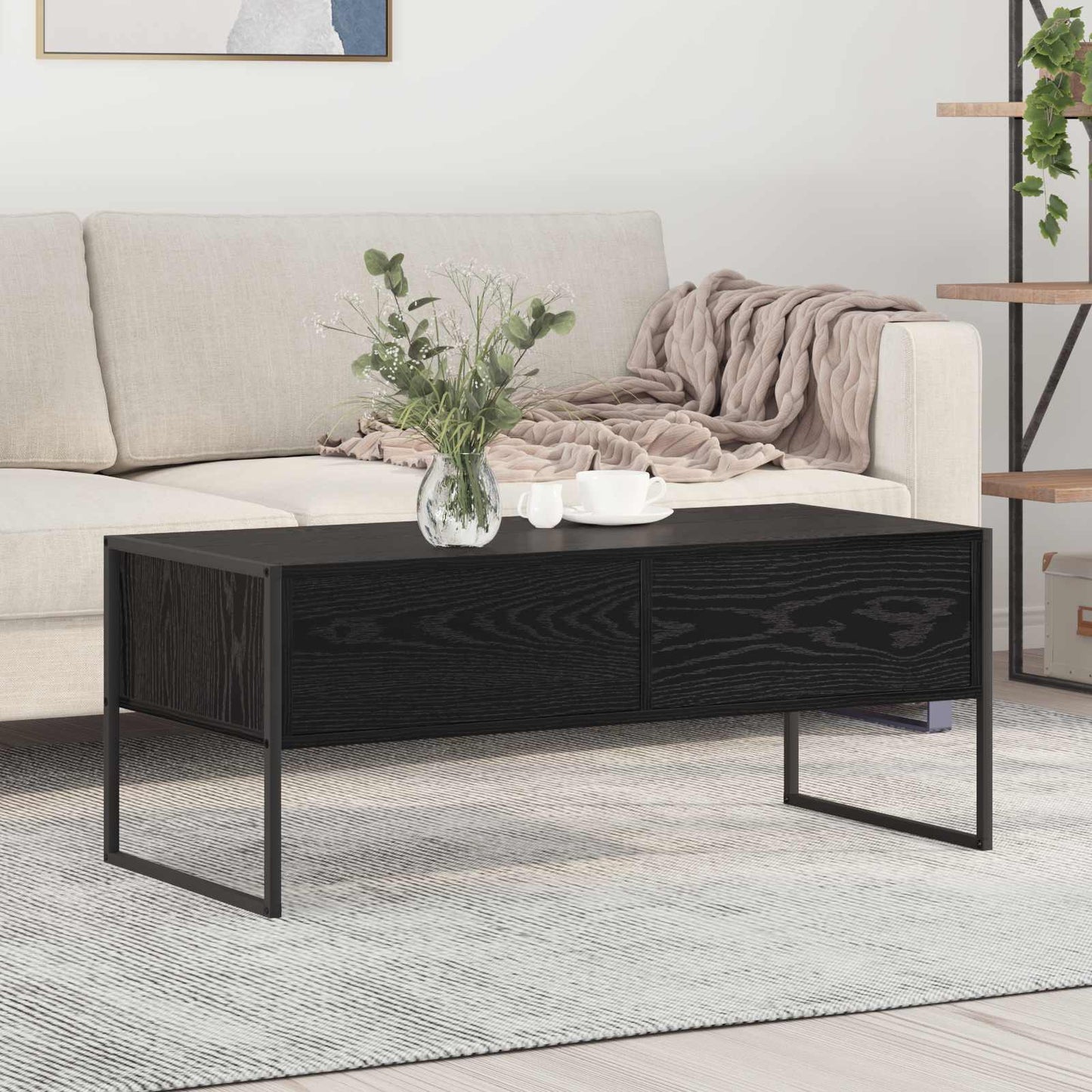 Sofabord Sort eg 100 x 46 x 40 cm Konstrueret træ