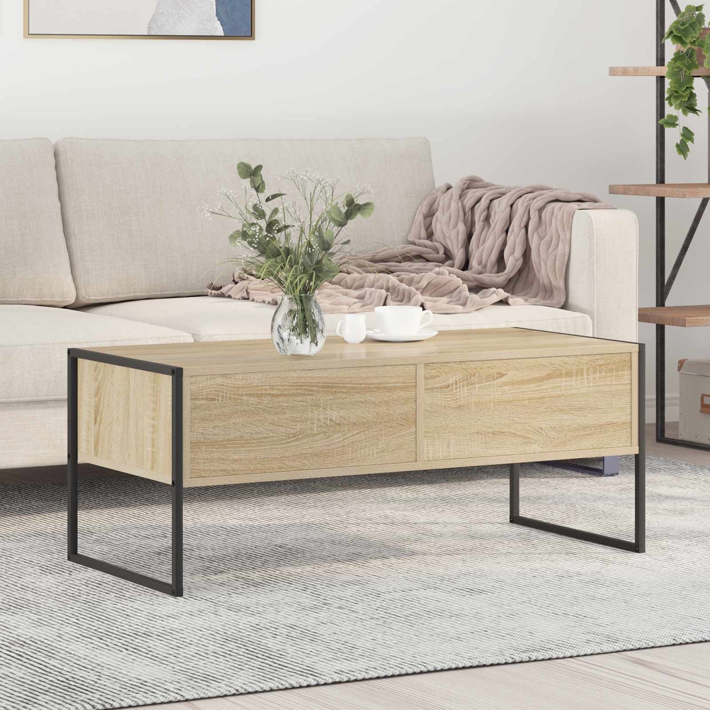 Sofabord med skuffe Sonoma 100 x 46 x 40 cm Konstrueret træ
