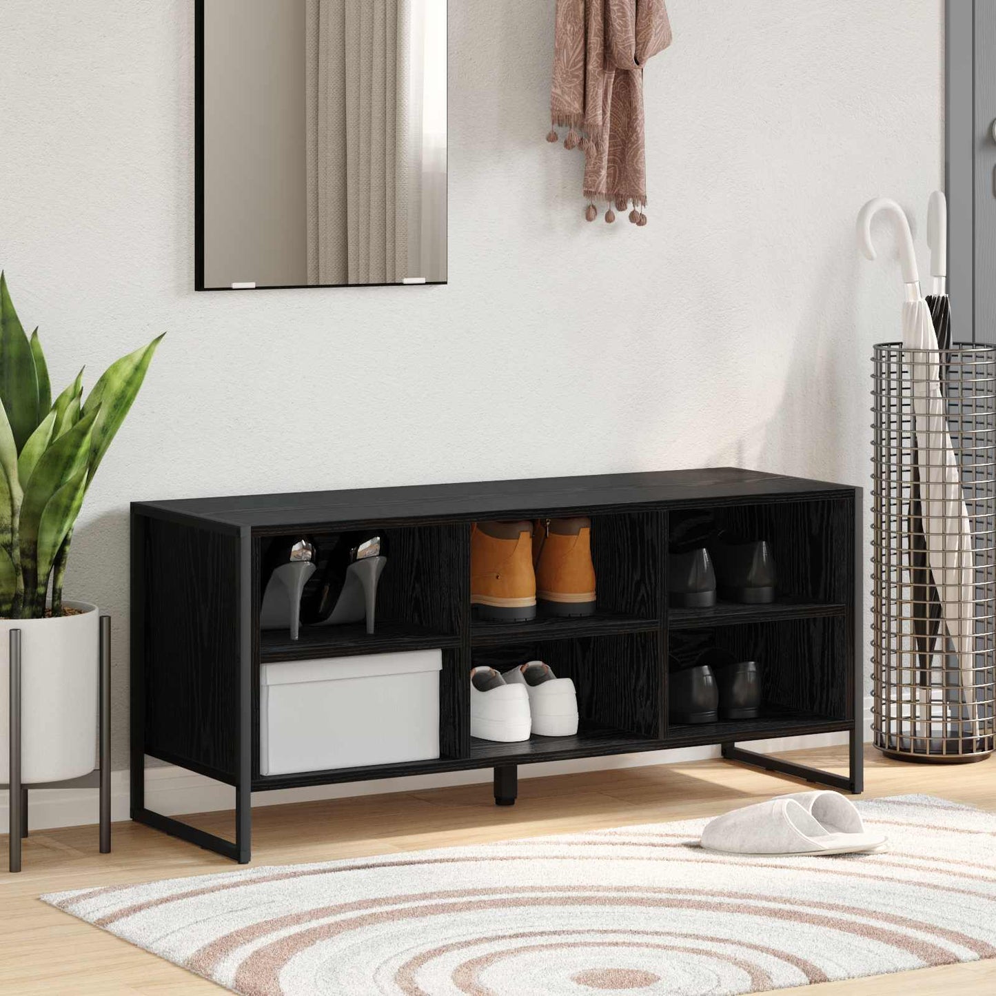 Sko skab Sort eg 100 x 35 x 44 cm Konstrueret træ
