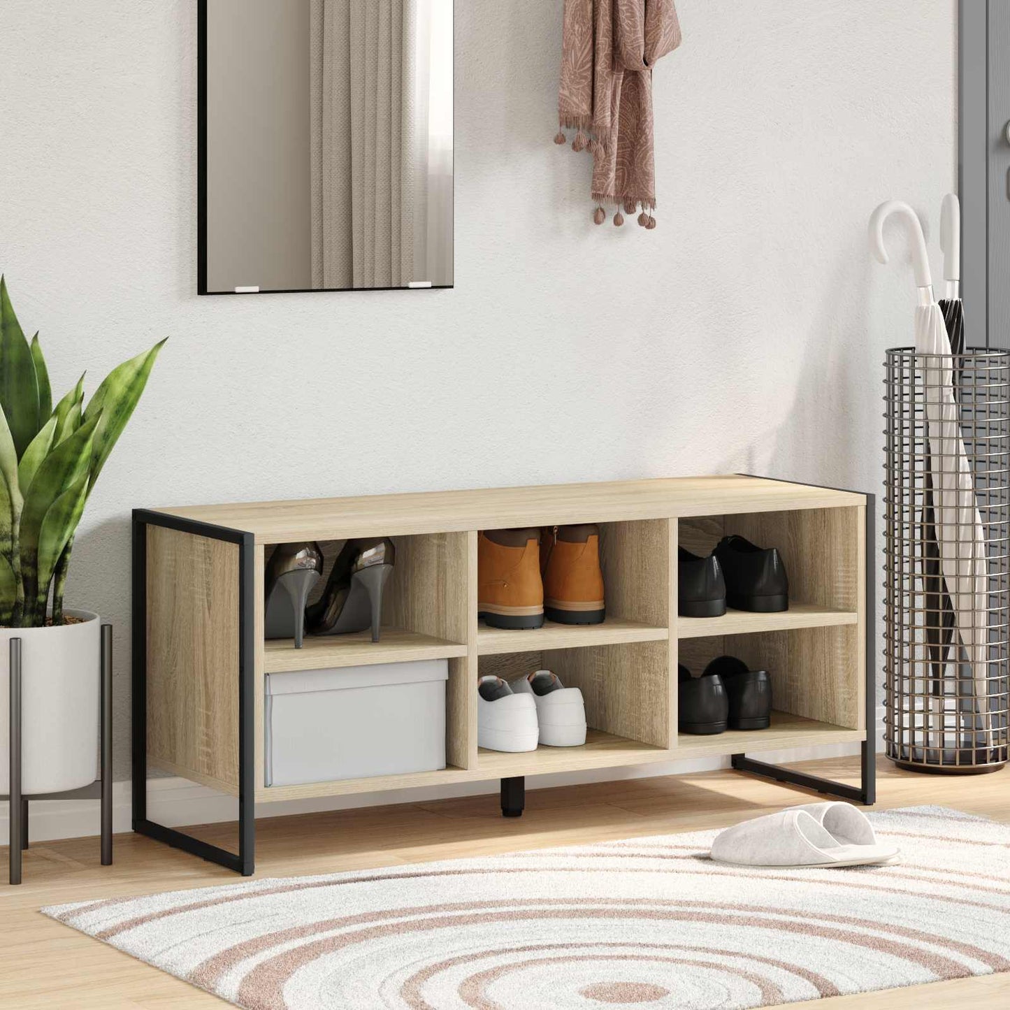 Sko skab med opbevaring Sonoma 100 x 35 x 44 cm Konstrueret træ