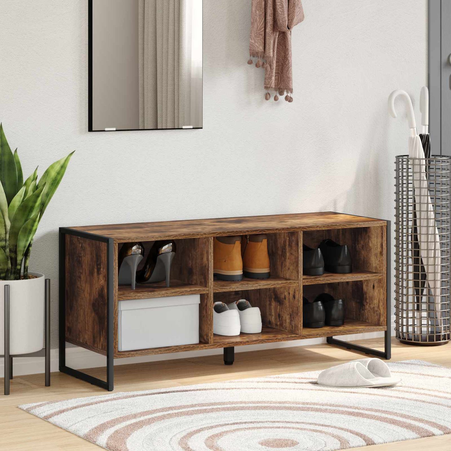 Sko skab Røget Eg 100 x 35 x 44 cm Konstrueret træ