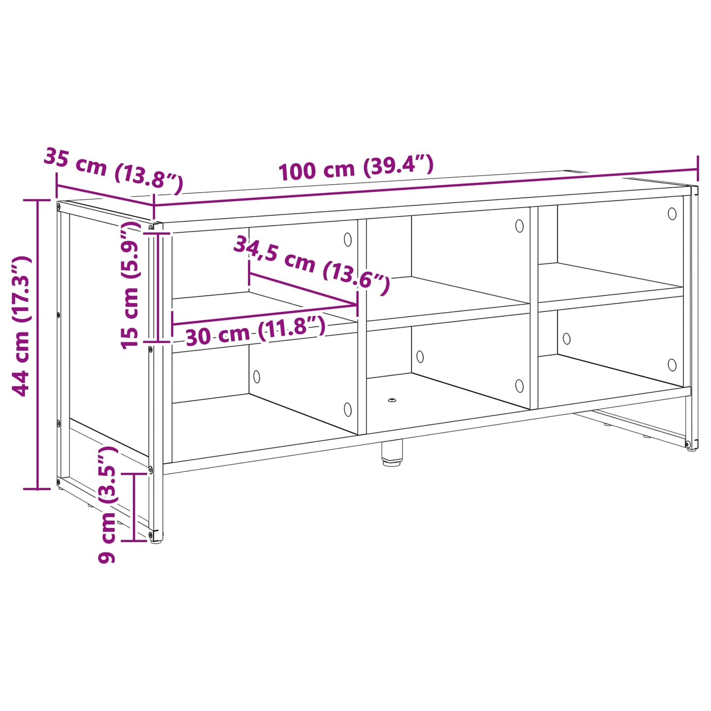Sko skab Røget Eg 100 x 35 x 44 cm Konstrueret træ