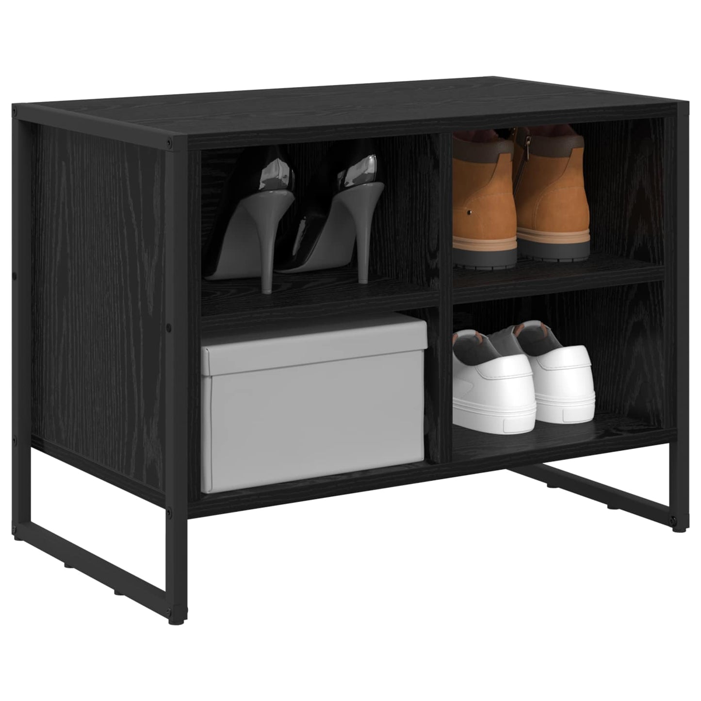 Sko skab med opbevaring Sort eg 60 x 35 x 44 cm Konstrueret træ