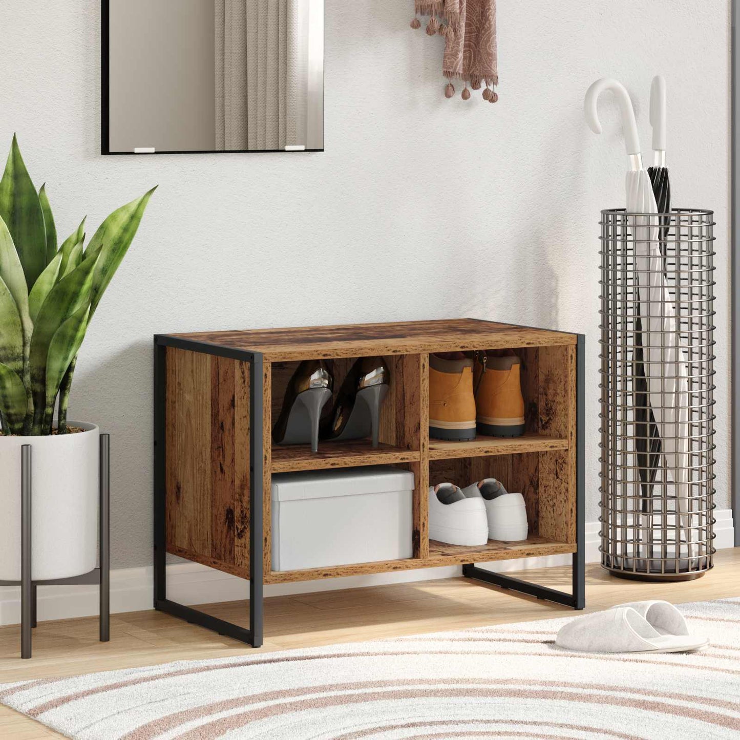 Sko skab Gammelt træ 60 x 35 x 44 cm Konstrueret træ