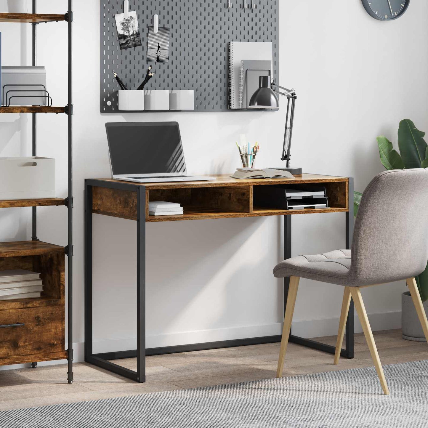 Bord med opbevaring Røget Eg 100 x 50 x 75 cm Konstrueret træ