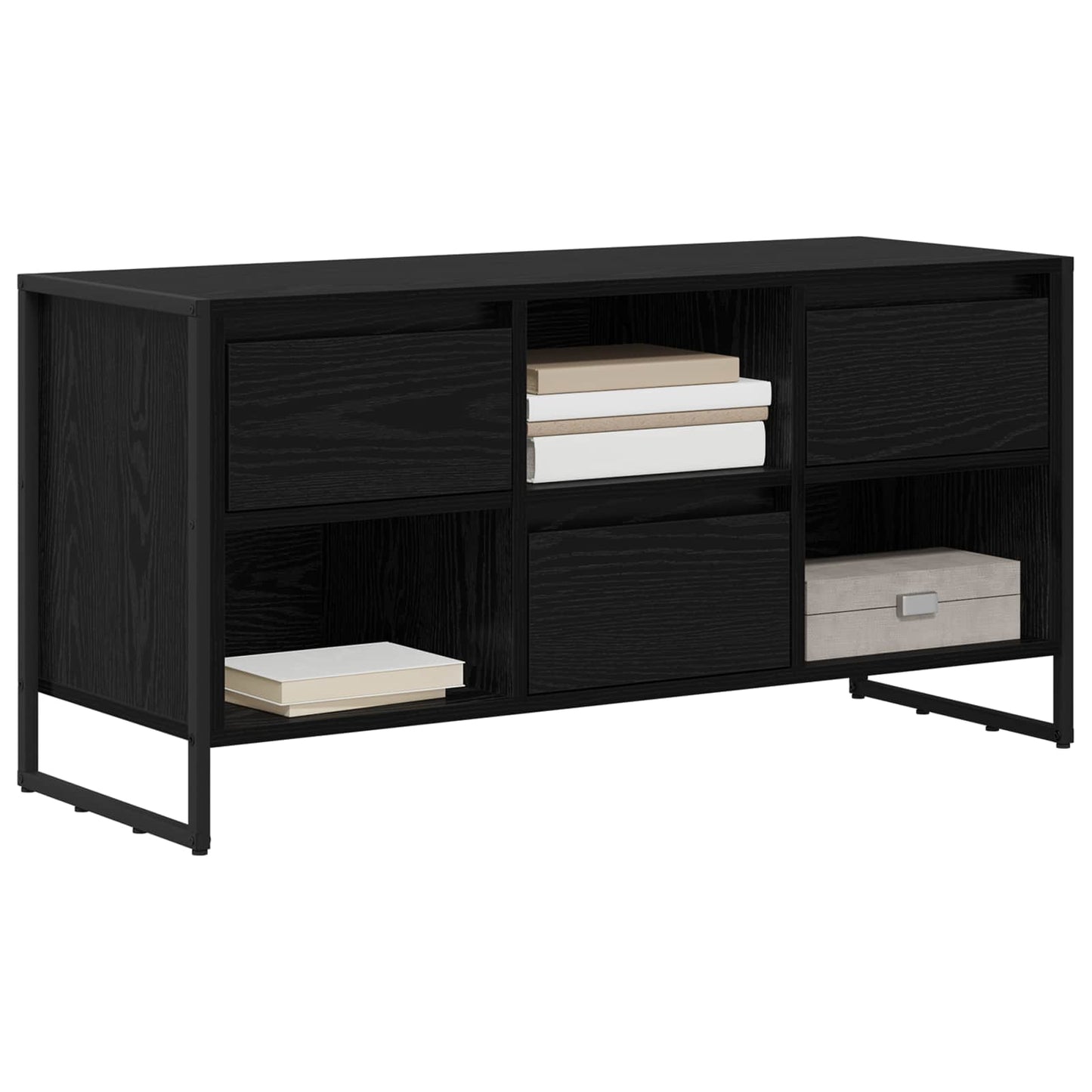 TV-skab med skuffe Sort eg 100 x 36 x 49,5 cm Konstrueret træ