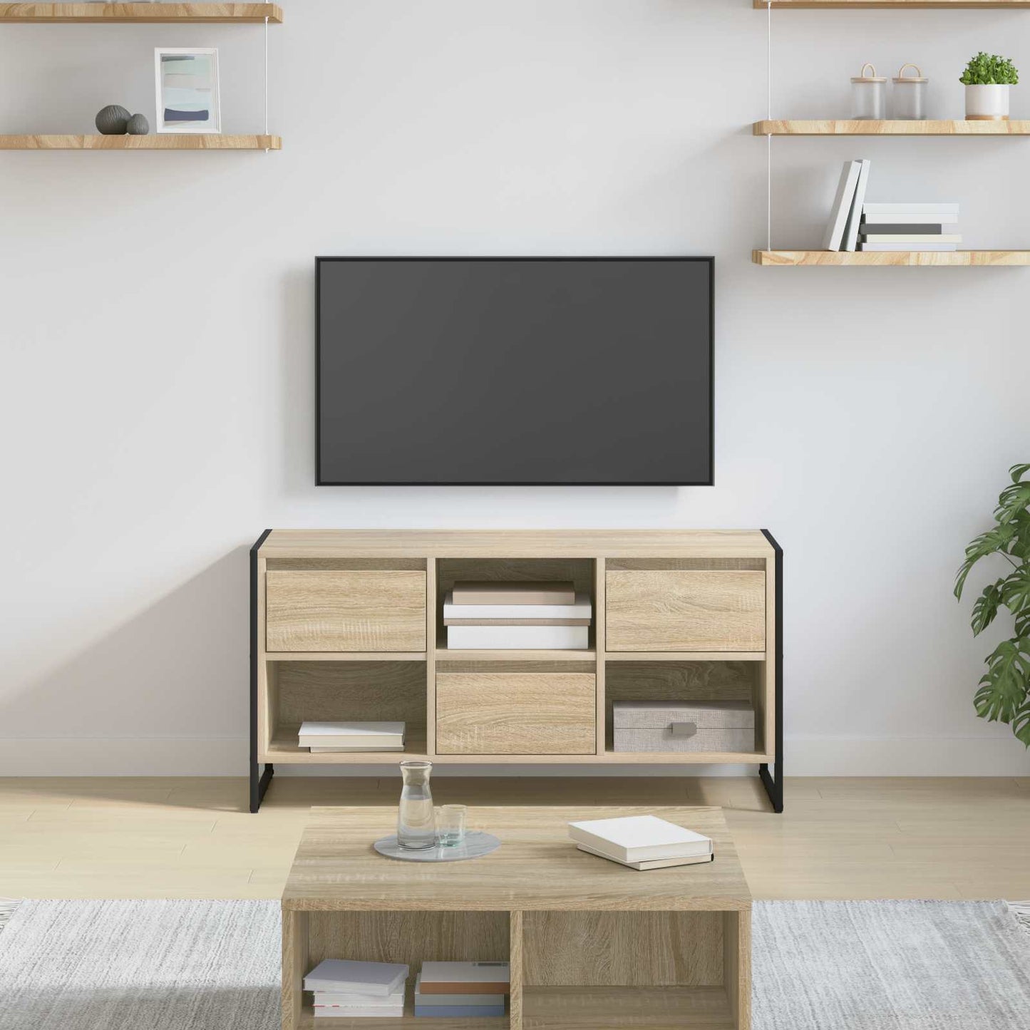TV-skab med skuffe Sonoma 100 x 36 x 49,5 cm Konstrueret træ