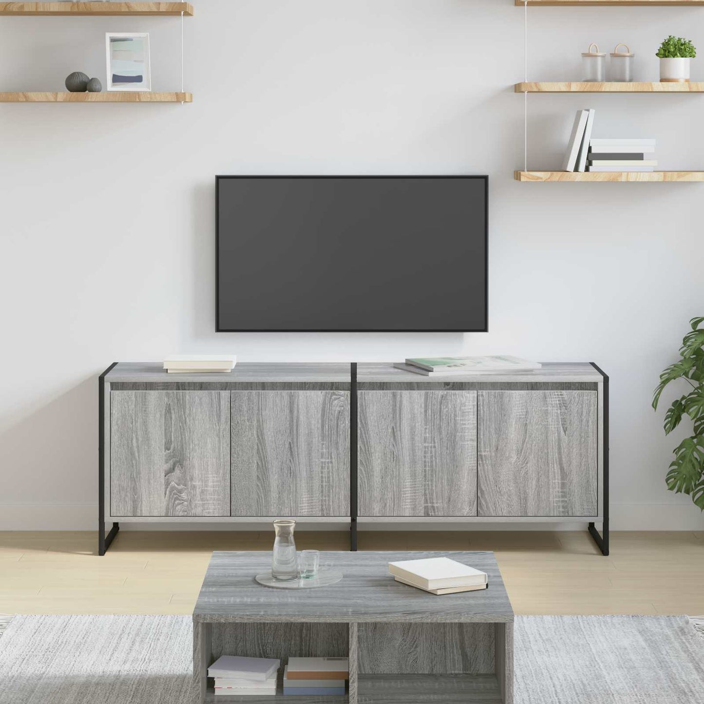 TV-skab Grå Sonoma 140 x 36 x 49.5 cm Konstrueret træ